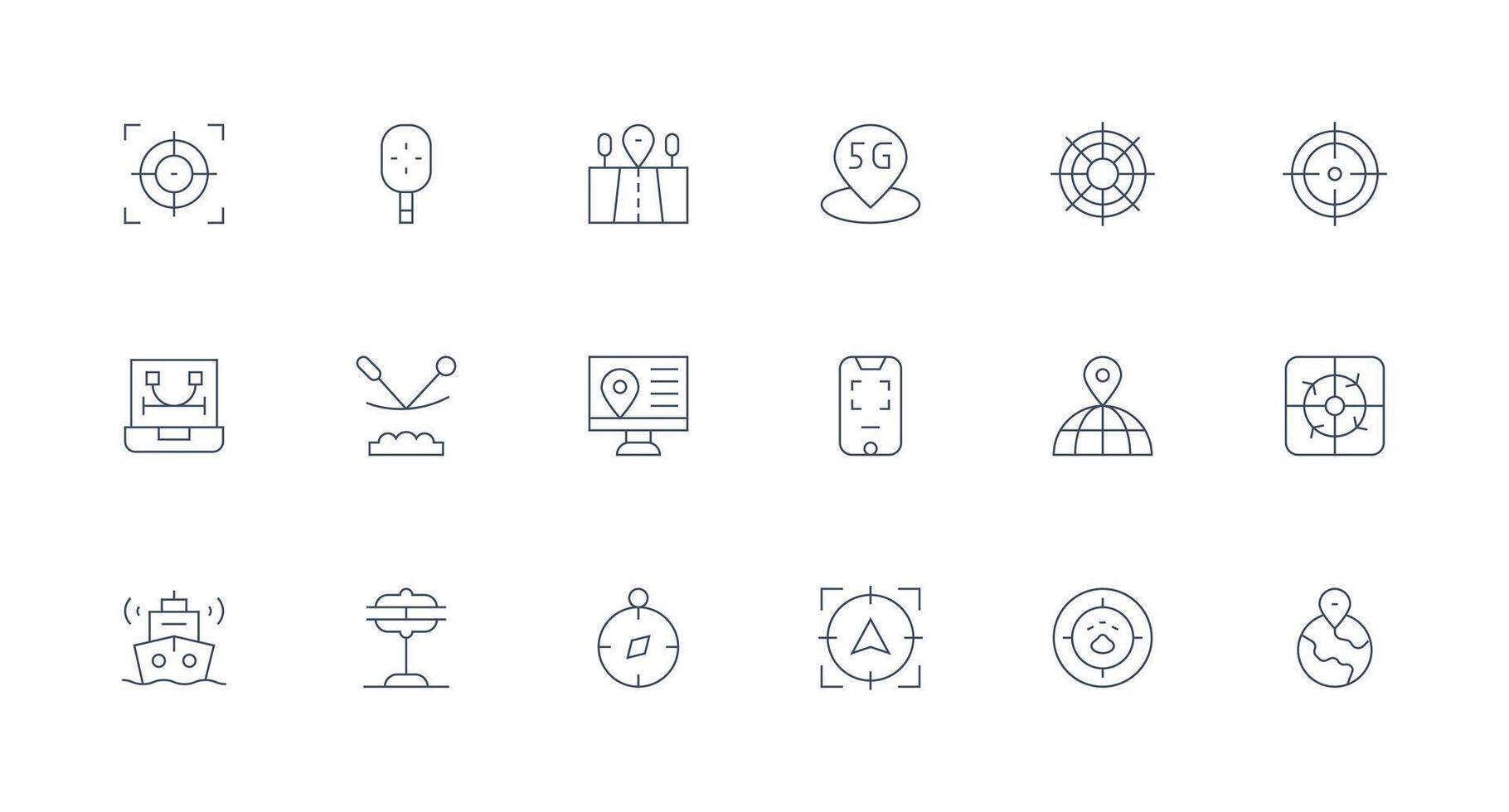 Positioning Design Icons featuring 18 in Minimal Line Style Versatile Icon Collection for Designers vector