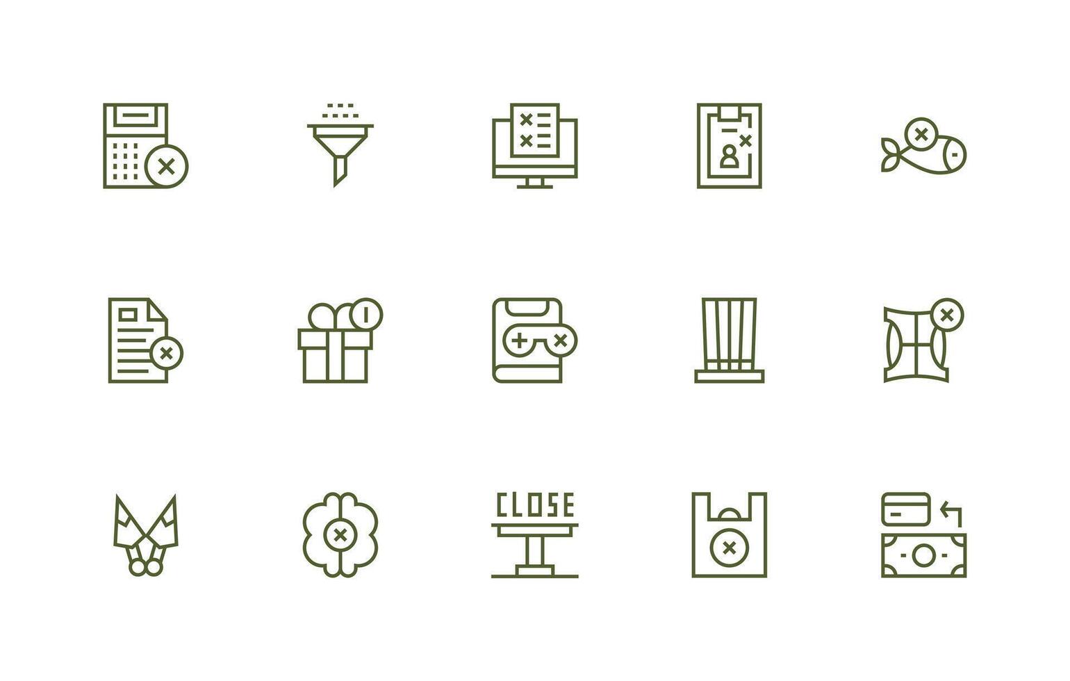 eliminar conjunto con 15 regular línea íconos plano icono conjunto vector