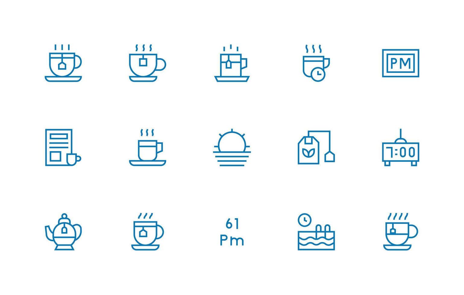 Regular Line Icons from Afternoon Set with 15 Vectors Clear and Concise Icon Set Collection