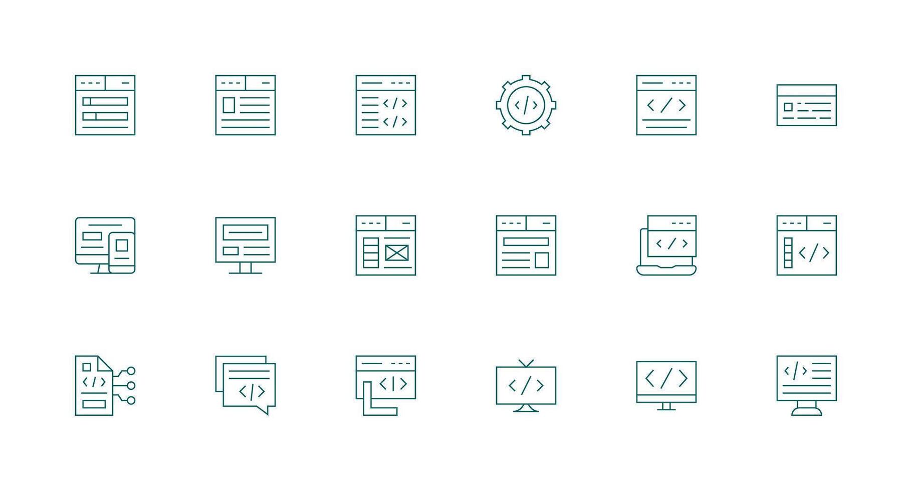 Html featuring 18 Icons in Minimal Line Design Universal Icon Pack vector