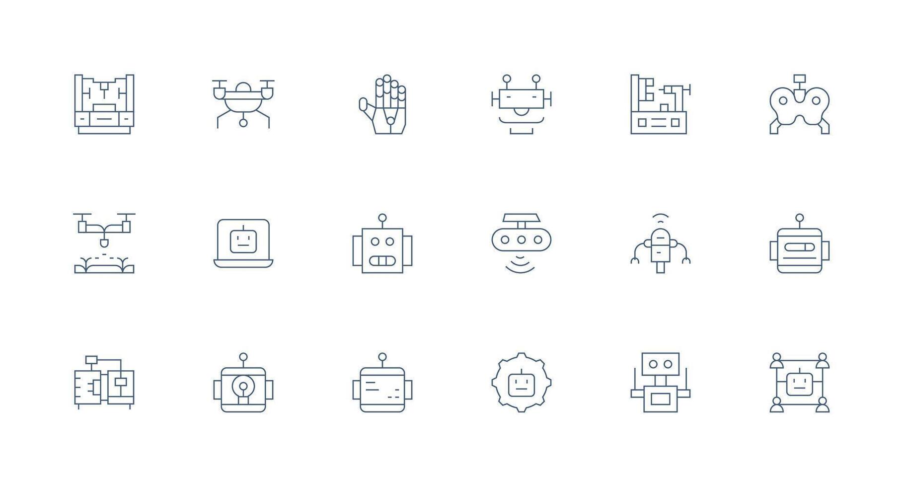 Minimal Line Style Robotics Icons with 18 Vectors Pixel Perfect Icons for Modern Apps
