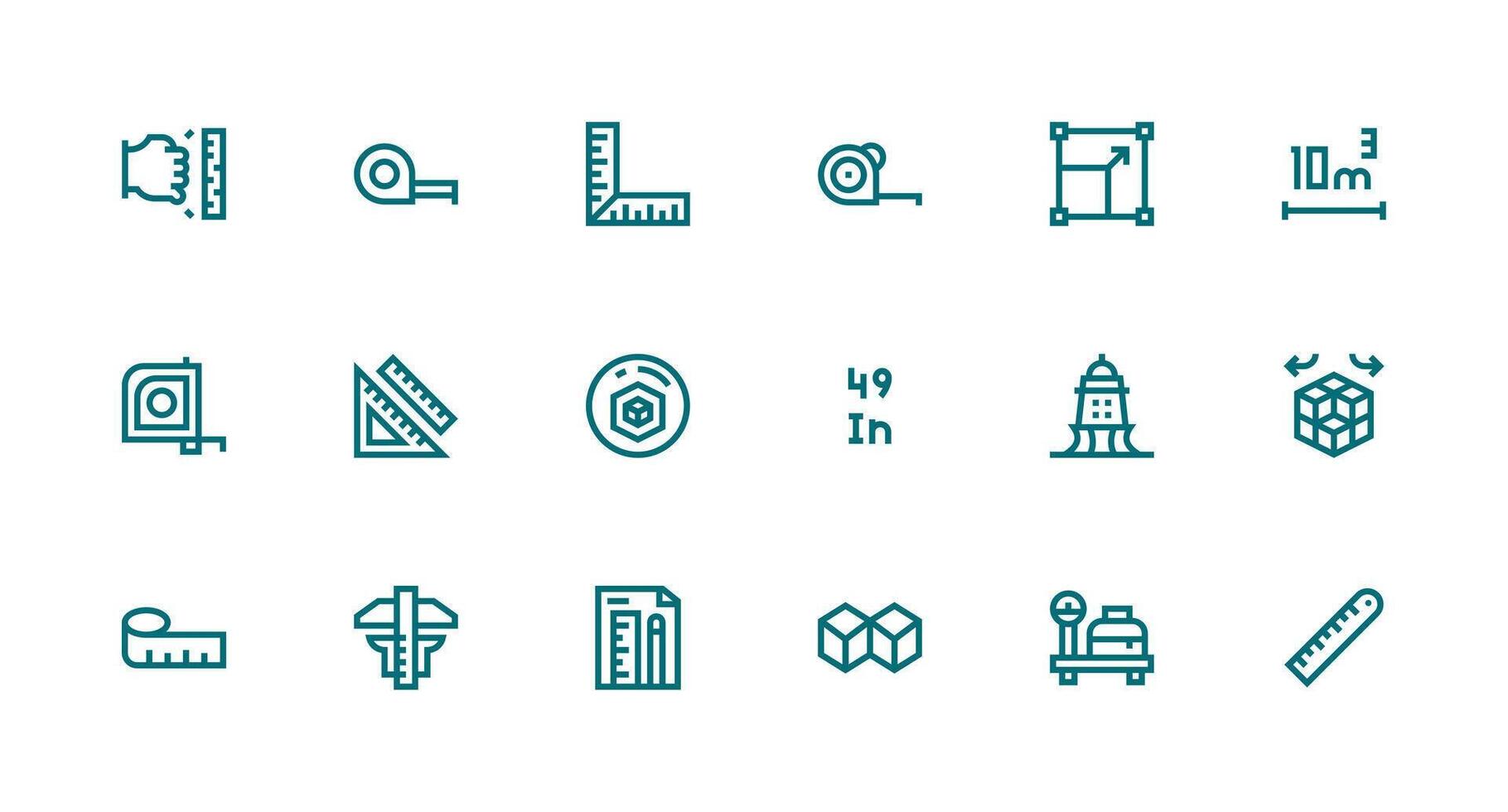 Strong Stroke Line Icons from Dimension Set with 18 Vectors Essential Icon Collection