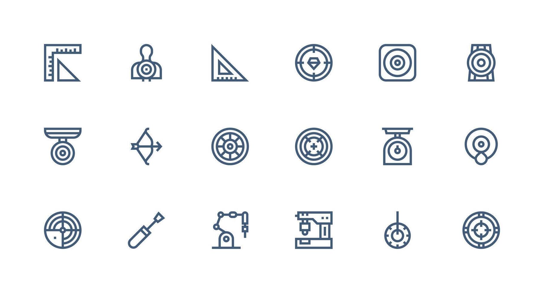 Precision Visual Pack containing 18 Strong Stroke Line Icons UI and UX Focused Icon Collection vector