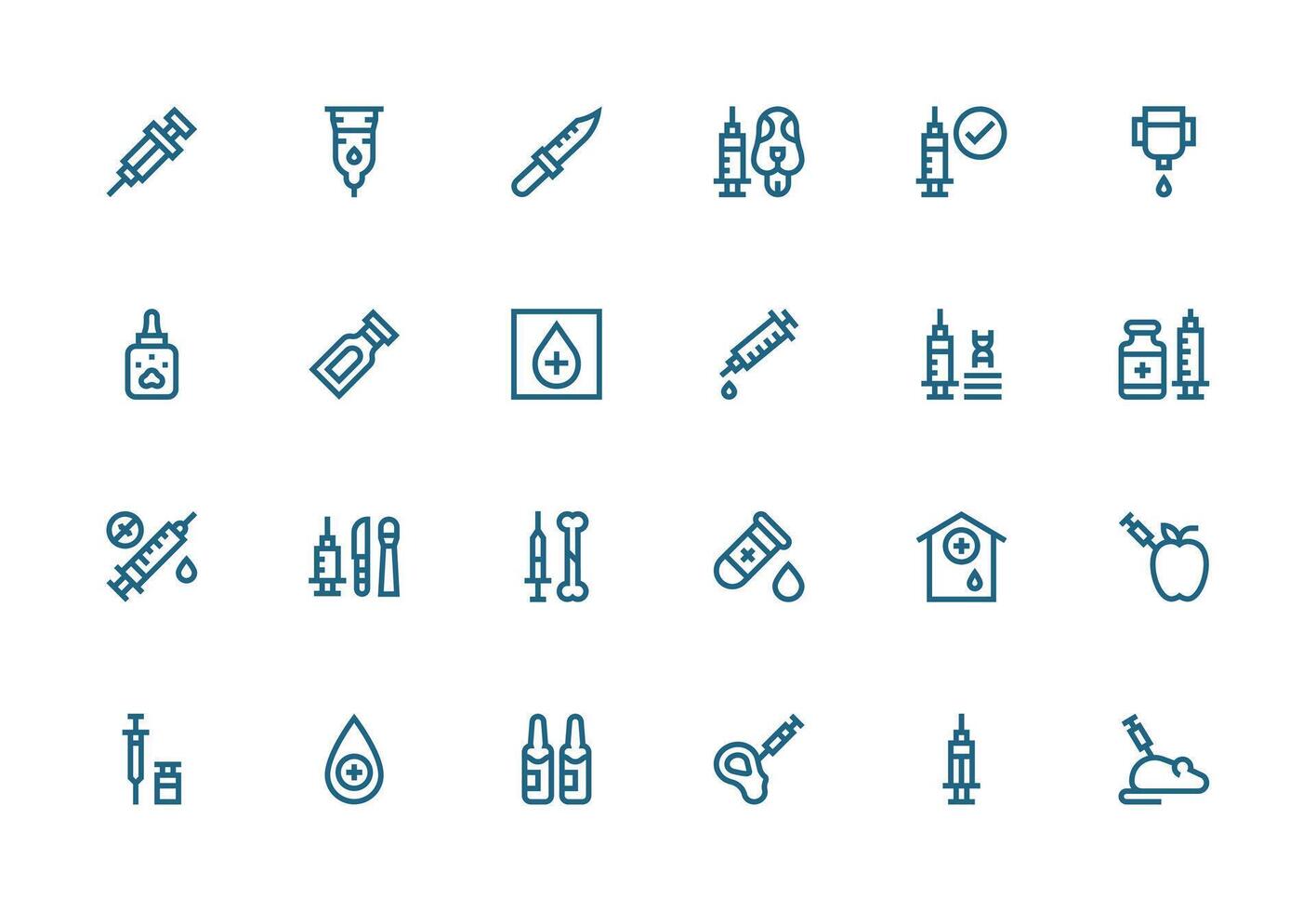 Thick Line Line Icons from Injection Set with 24 Vectors Core Icon Collection for Daily Tasks