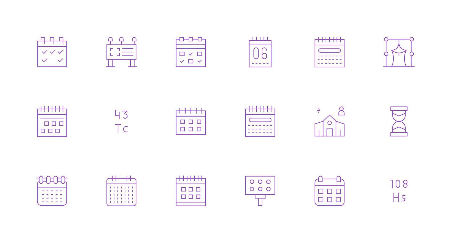 18 Icons for Events in Minimal Line Format Flexible Icon System for Web Interfaces vector