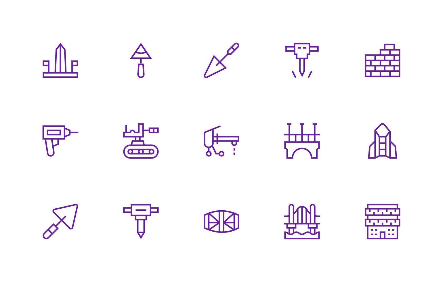 15 Icons for Concrete in Regular Line Format Outline Icon Pack vector