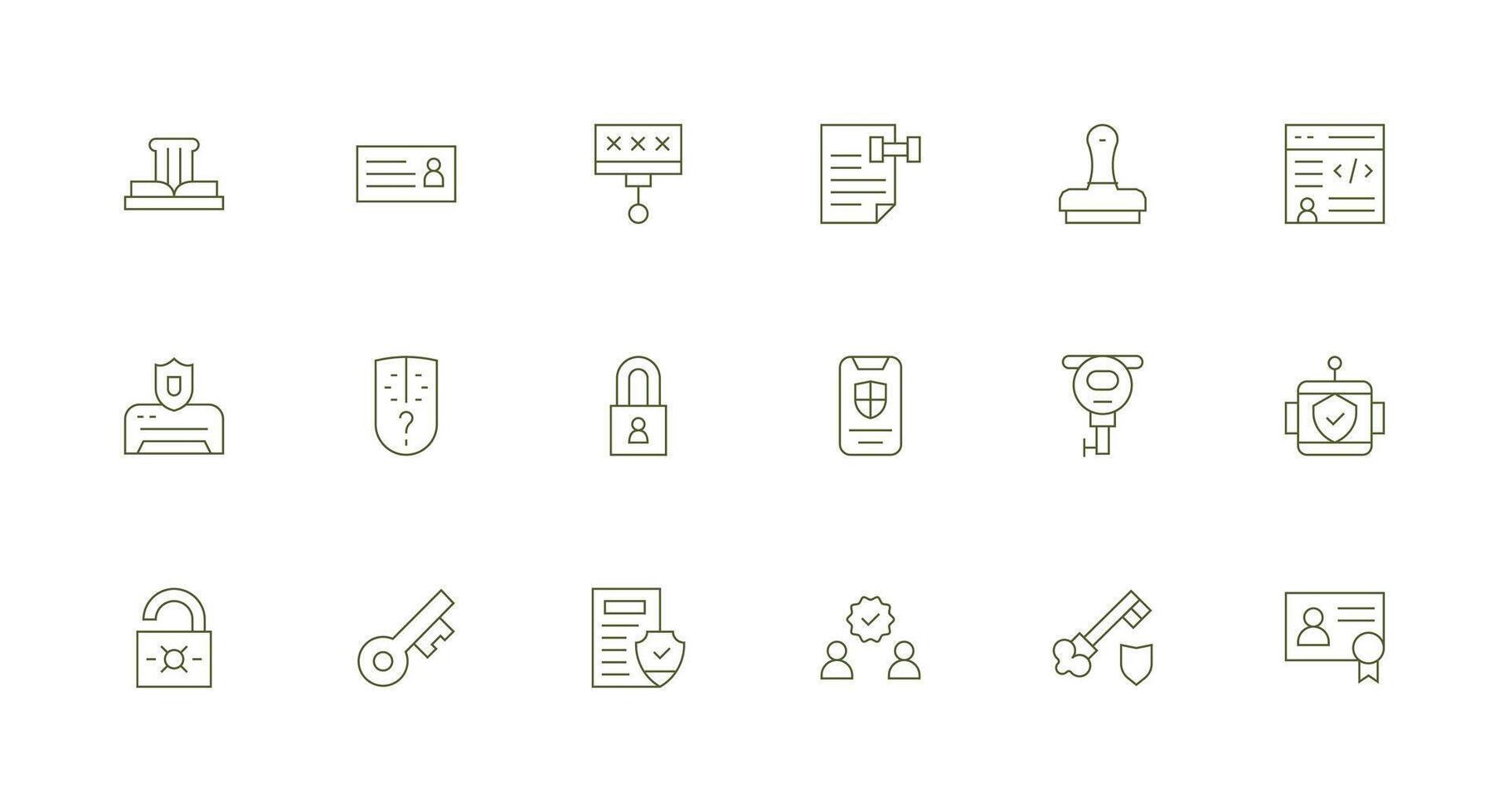 Authentication Icon Collection with 18 Minimal Line Designs Quick Access Icons for UI Development vector