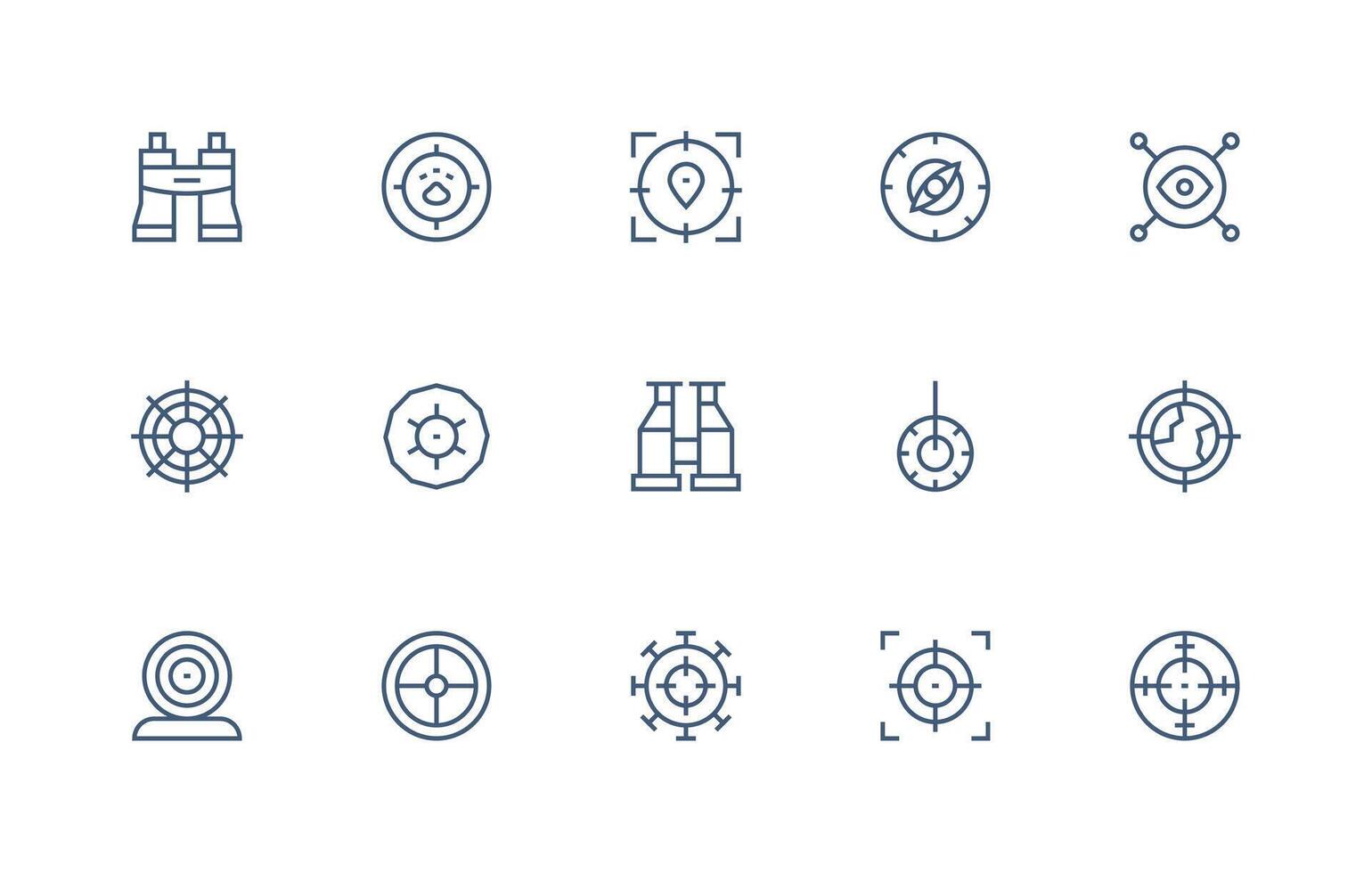 Scope Icon Set with 15 Regular Line Graphics Professional Icon Pack for Development Work vector