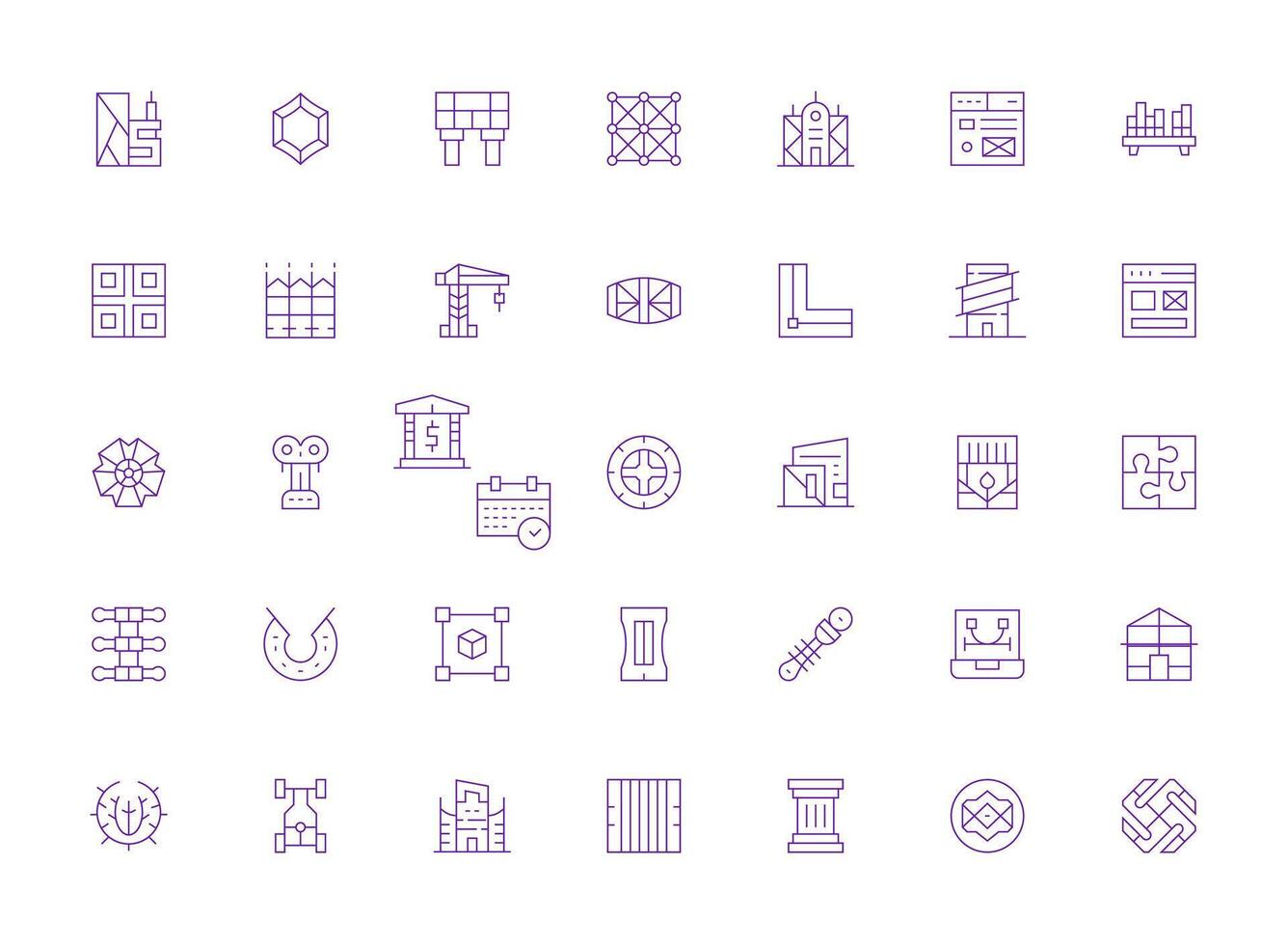 Light Line Icons from Framework Set with 35 Vectors Clean Set for Layout Prototypes