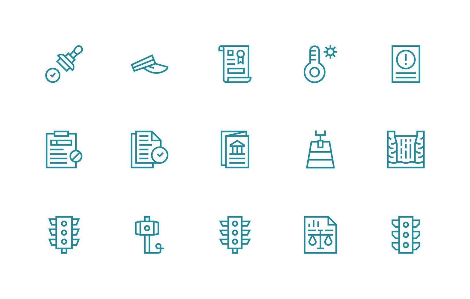 15 Regular Line Style Icons from Regulation Collection Scalable Icons for Cross-Platform Interfaces vector