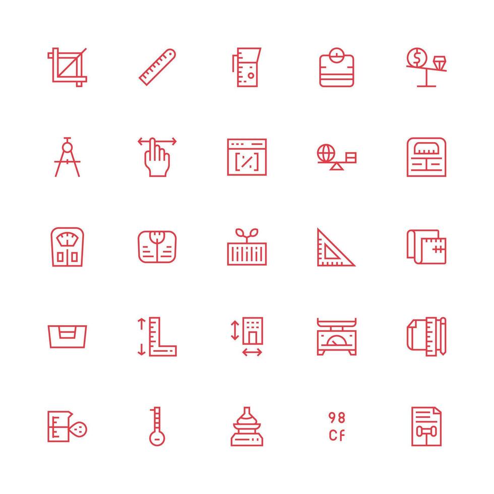 25 Medium Stroke Outline Vectors for Scale Theme Icon Set for Web