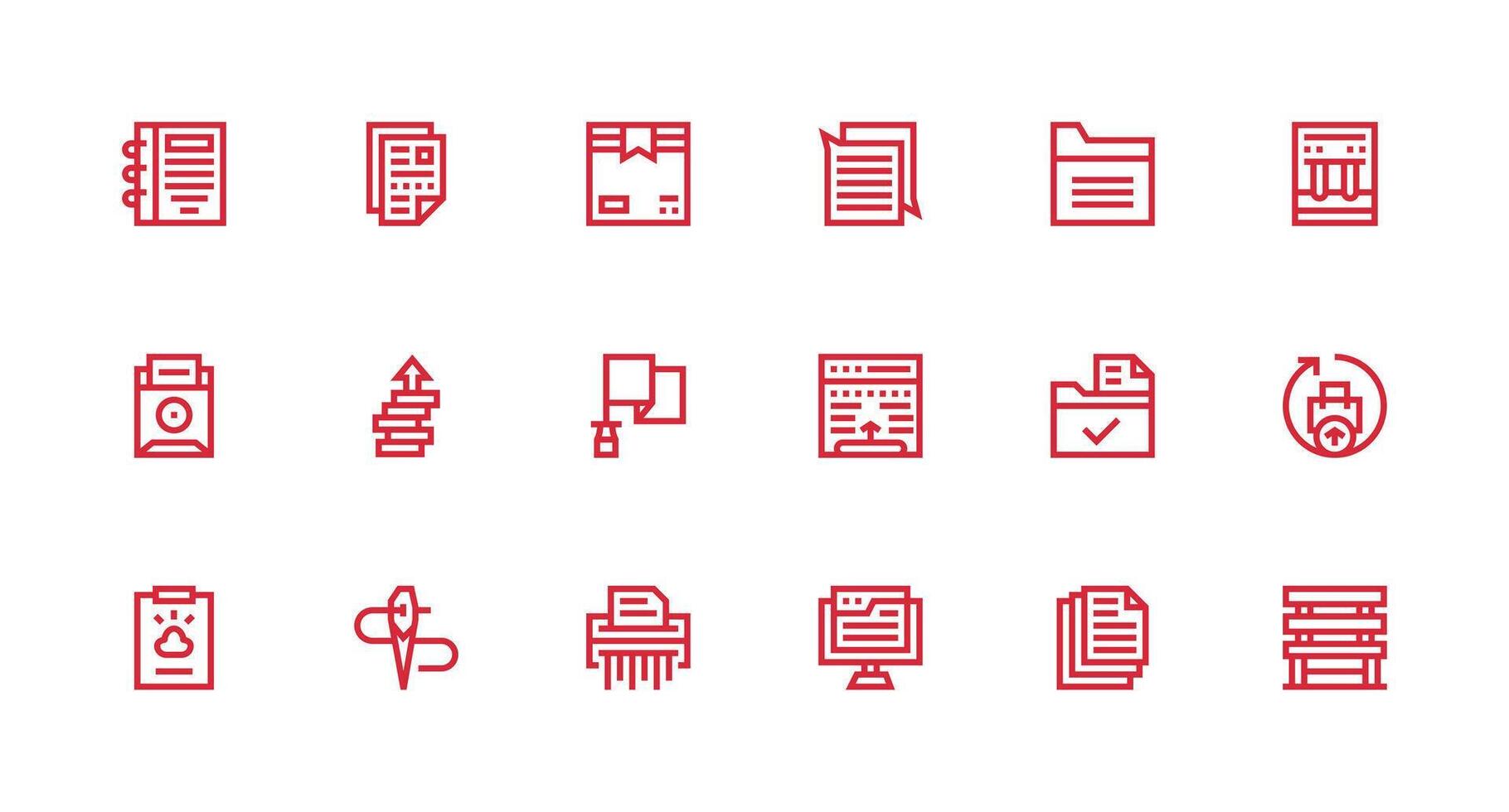 File Management featuring 18 Icons in Strong Stroke Line Design Lightweight Icon Series for Fast Prototypes vector