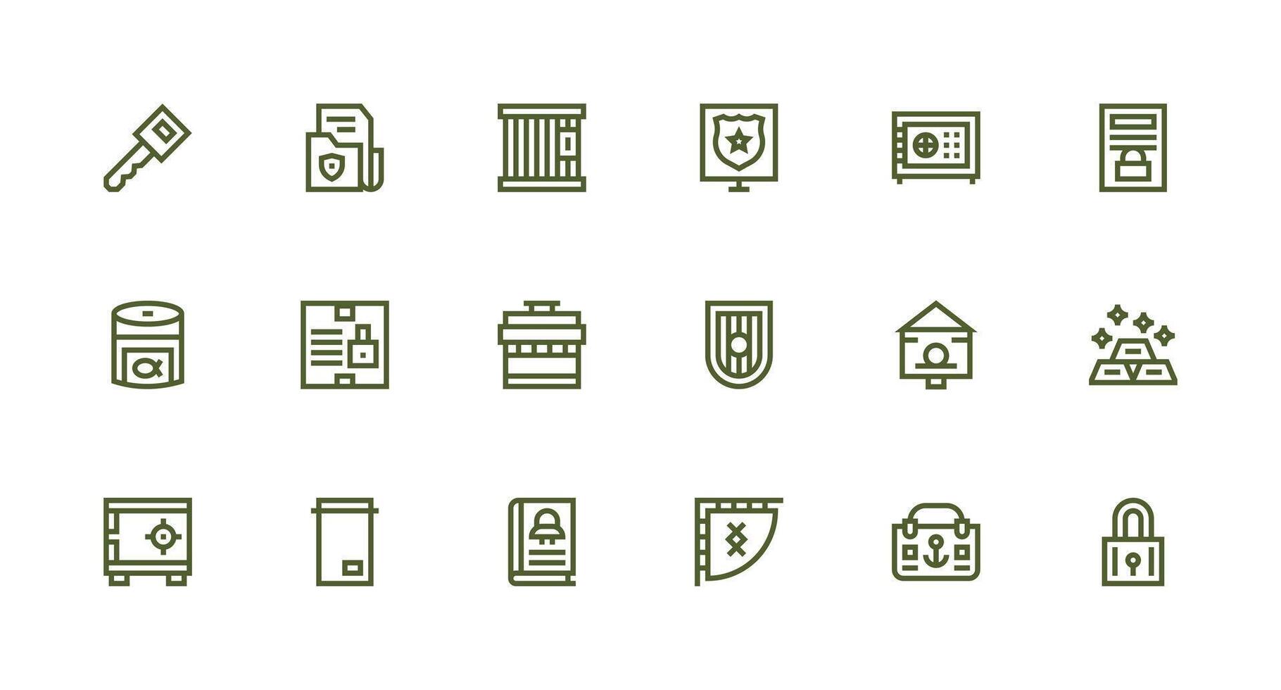 18 Icons for Vault in Strong Stroke Line Format Reliable Icons for All Interfaces vector