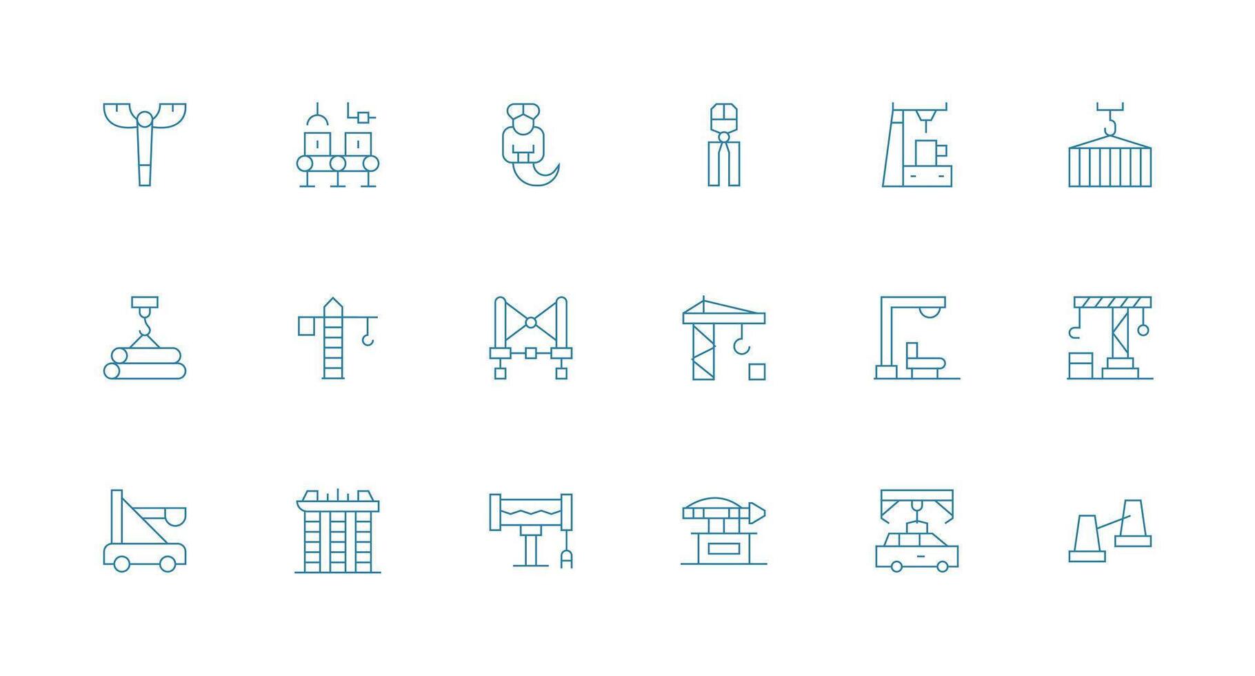 18 Minimal Line Icons for Crane Graphics Scalable Icons for All Themes vector