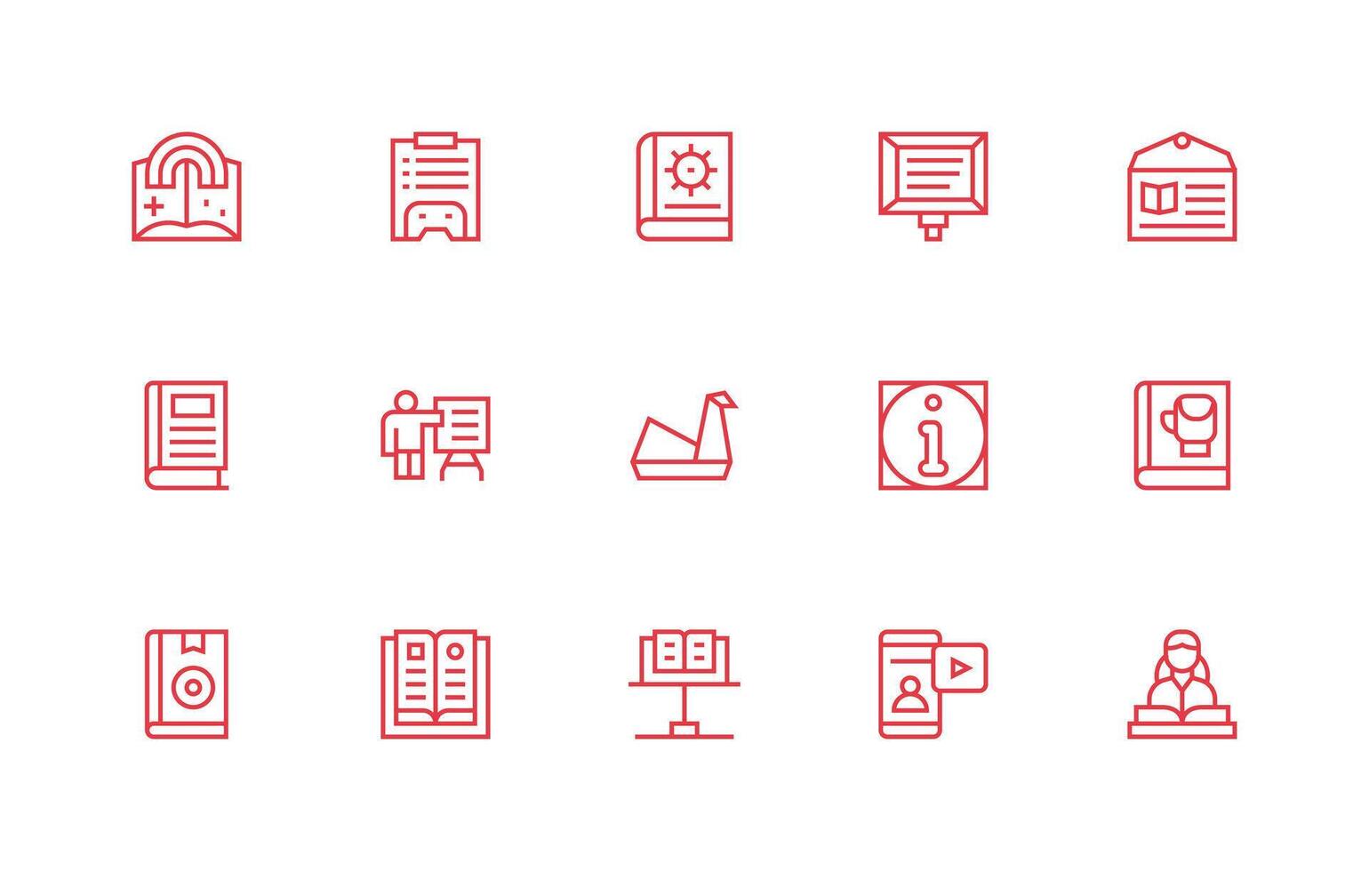 Tutorial Set with 15 Regular Line Icons Full Icon Library for UI Designers vector
