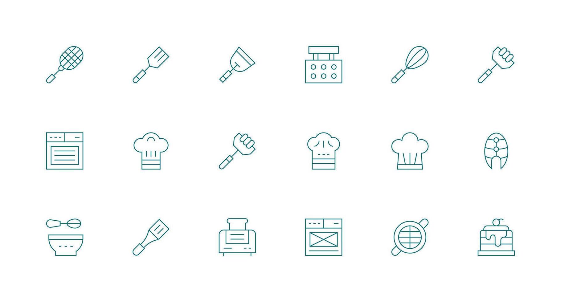 Bake featuring 18 Icons in Minimal Line Design Interface Icons for Daily Use vector