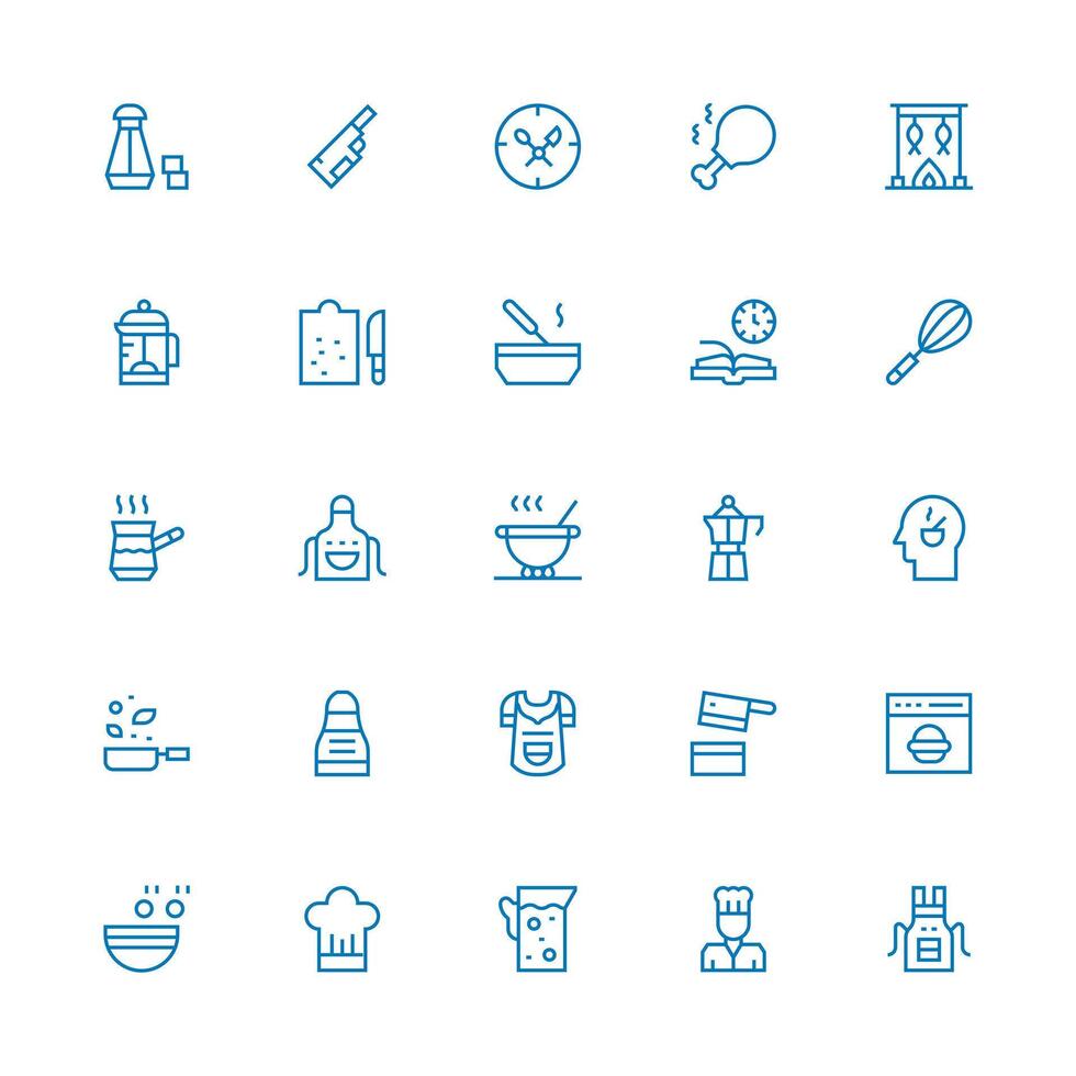 Medium Stroke Outline Style Preparation Icons with 25 Vectors Icons Built for Visual Consistency Pack