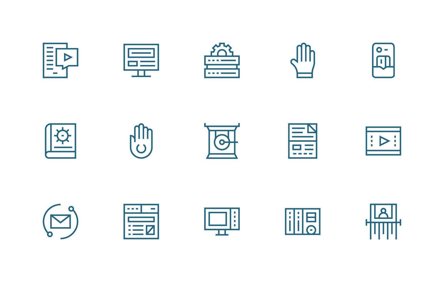 Digital Set with 15 Regular Line Icons Neatly Designed Icons for Web Platforms vector