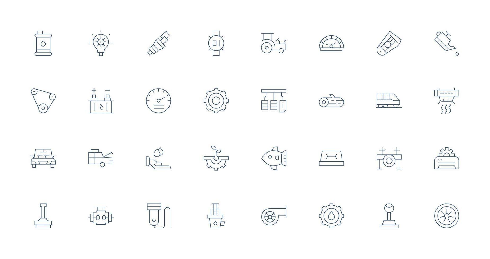 Engine featuring 32 Icons in Thin Line Design Interface Icons for Daily Use vector