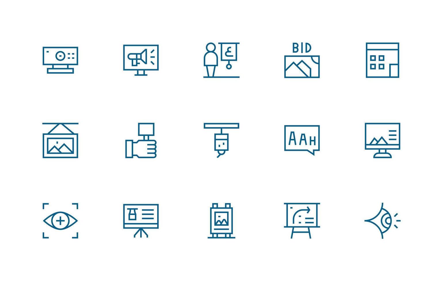 15 Regular Line Style Icons from Visual Collection Basic Icon Series vector