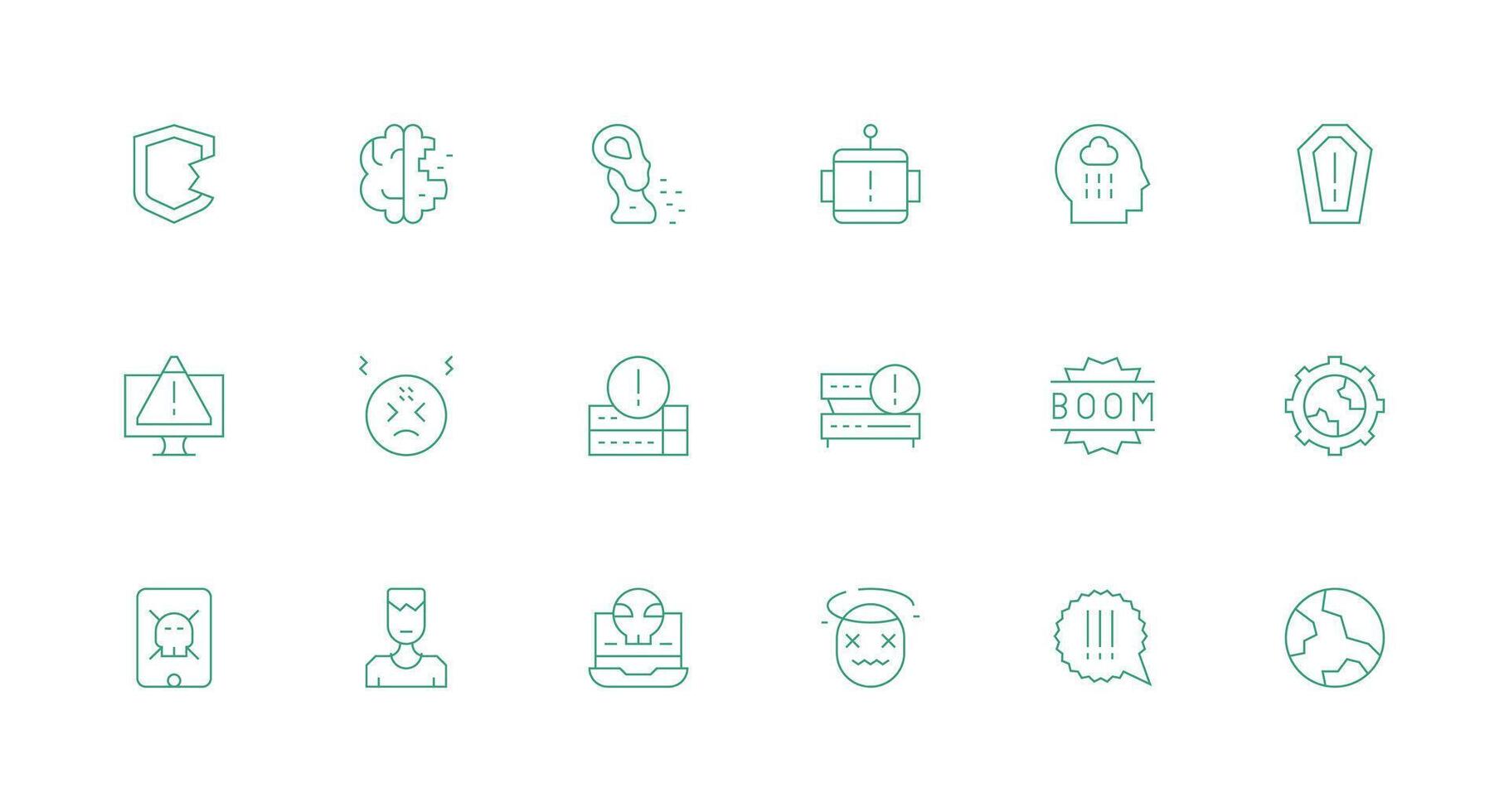 Minimal Line Icons from System Failure Set with 18 Vectors Full Icon Library for UI Designers