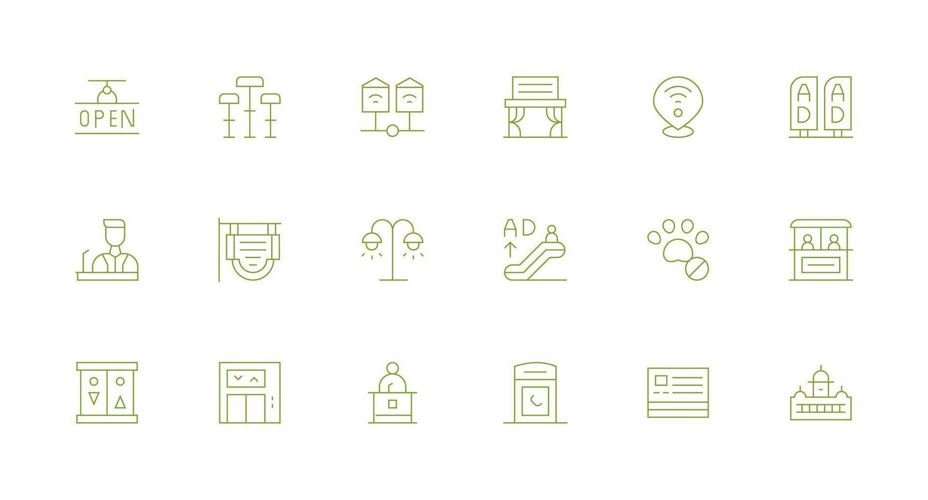 18 Minimal Line Icons for Public Graphics Multi-Style Icons for Creative Projects vector