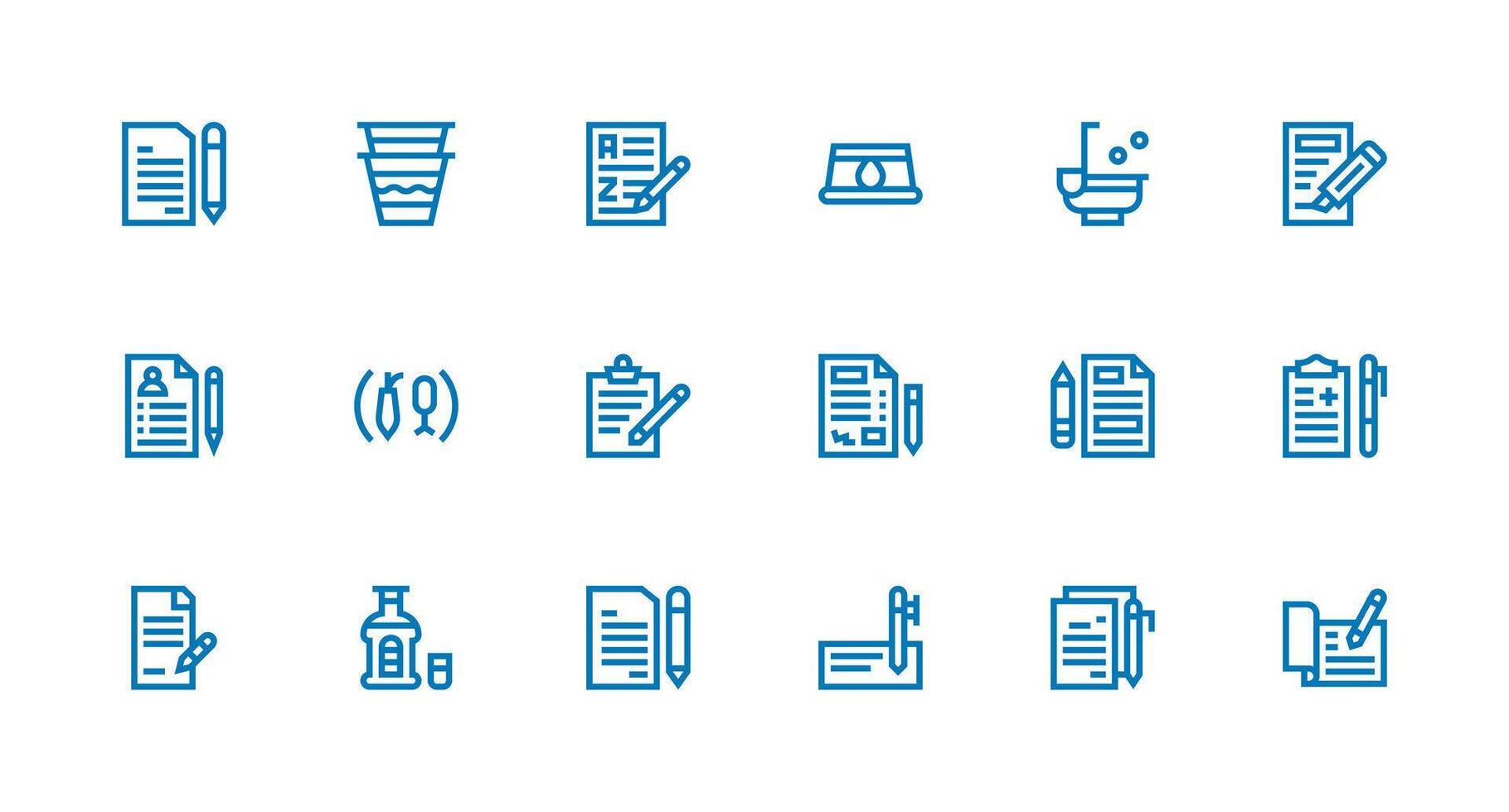 Strong Stroke Line Icons from Fill Set with 18 Vectors Layout Icon Collection