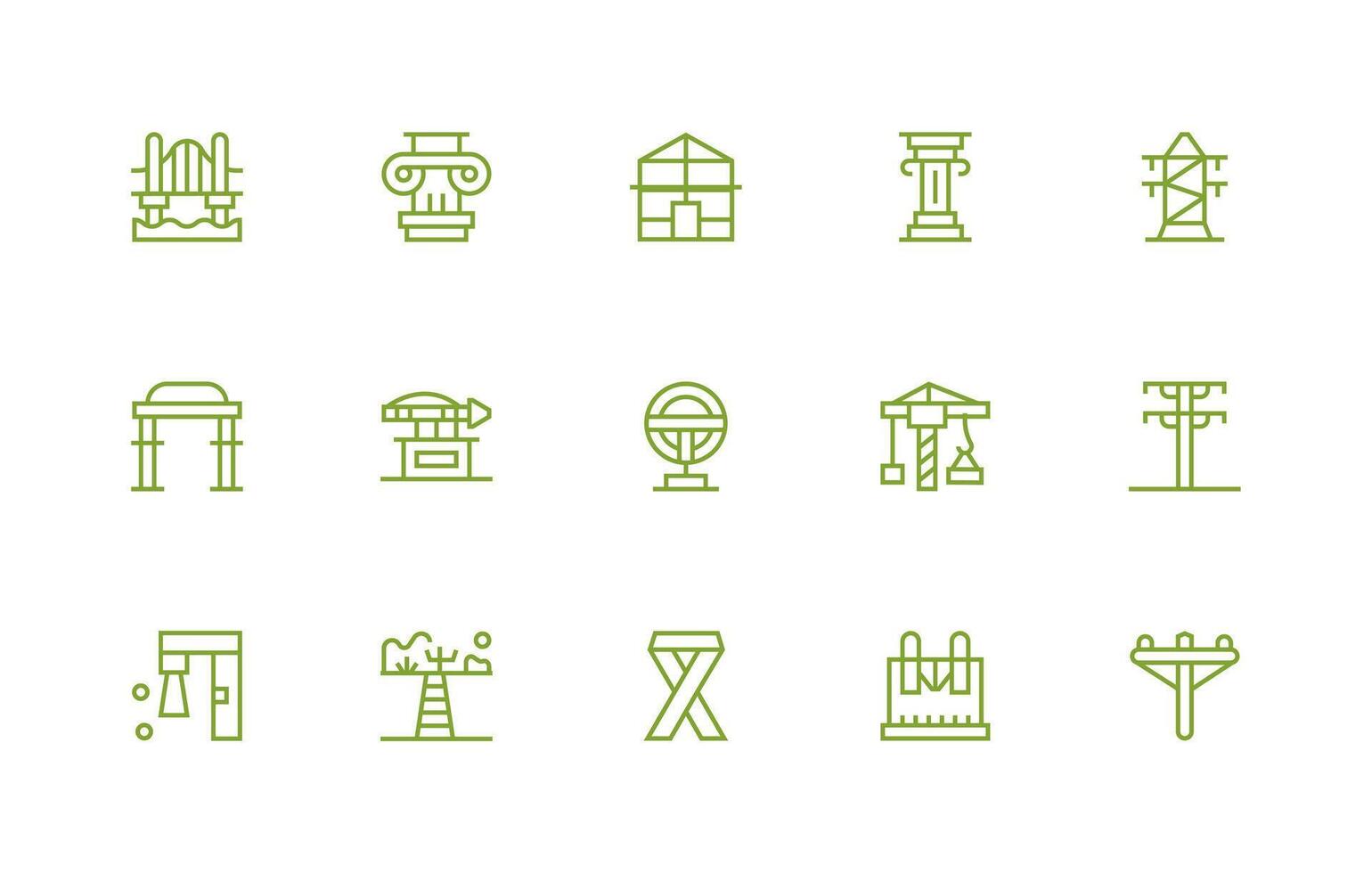 Support Structure featuring 15 Icons in Regular Line Design Scalable Icons for Cross-Platform Interfaces vector