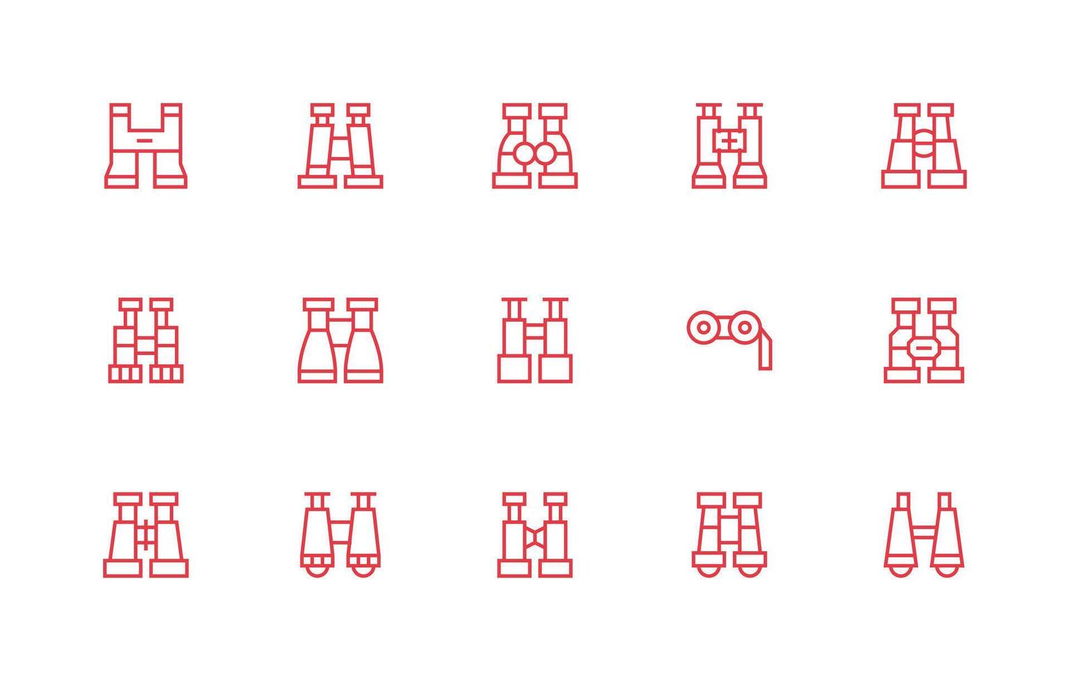 Spotting Scope Visual Pack containing 15 Regular Line Icons Interface Icon Collection vector
