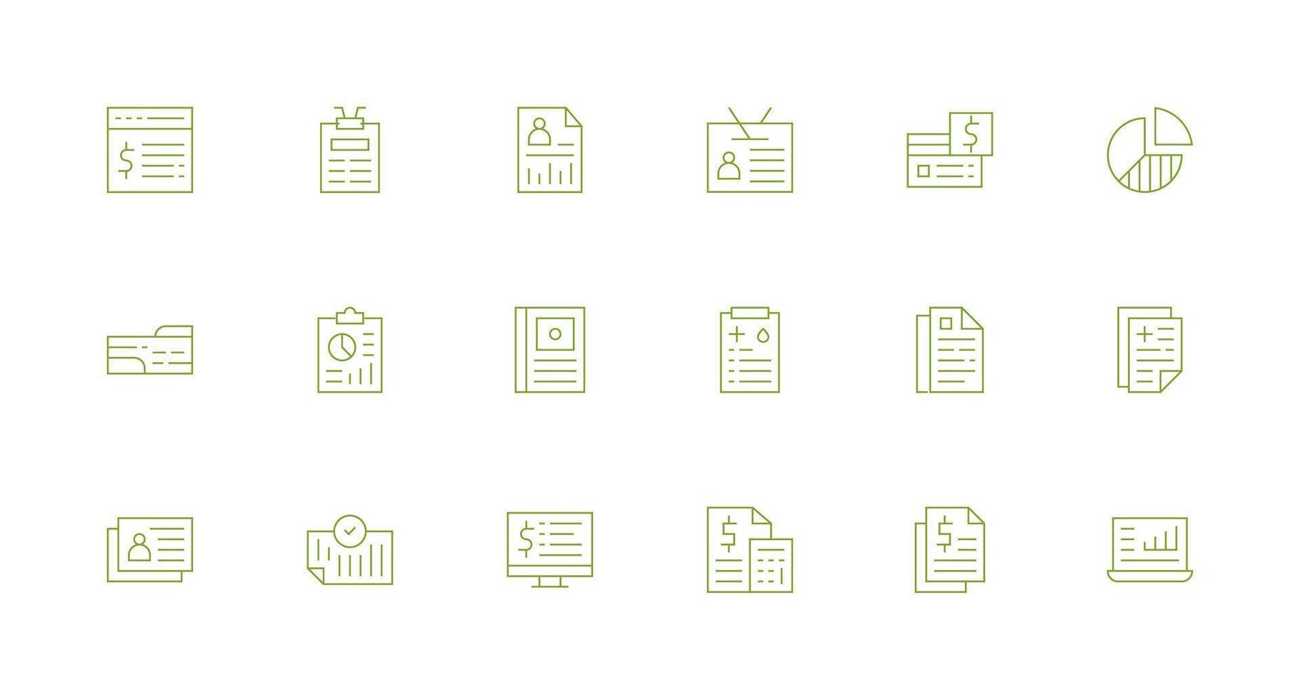 Summary Visual Pack containing 18 Minimal Line Icons Icon Set for Web vector