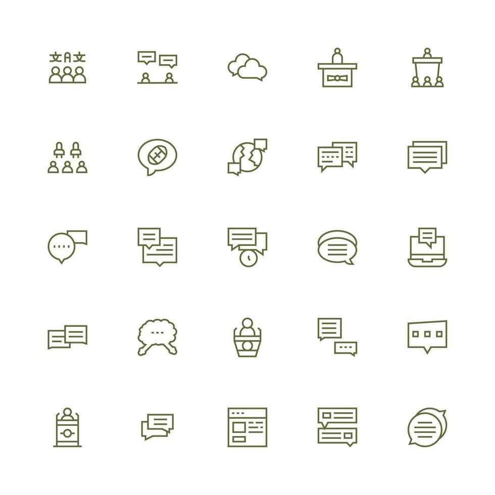 Forum Icon Set with 25 Medium Stroke Outline Graphics Icon Set for Web vector