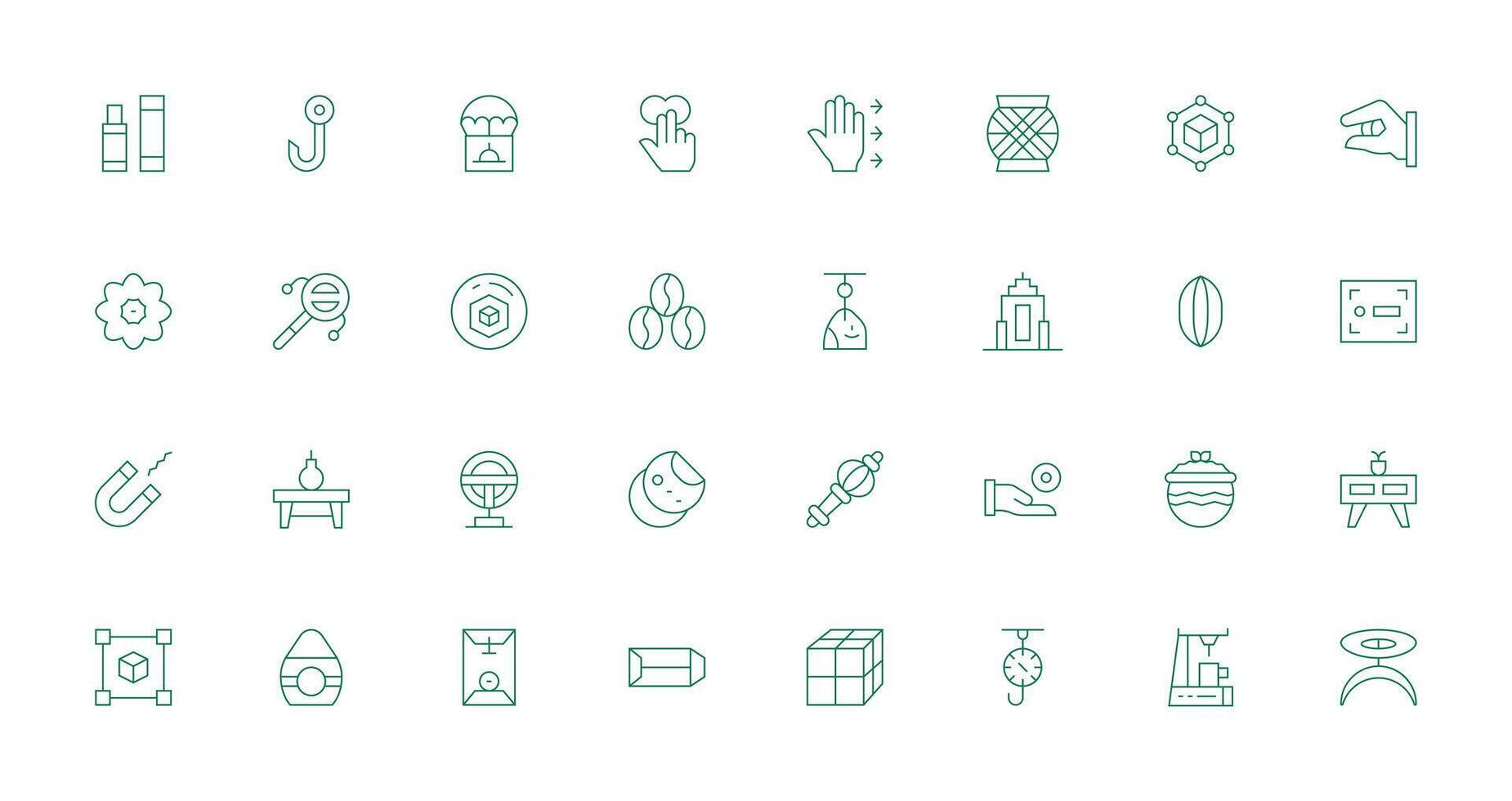 objeto presentando 32 íconos en Delgado línea diseño reutilizable icono conjunto vector