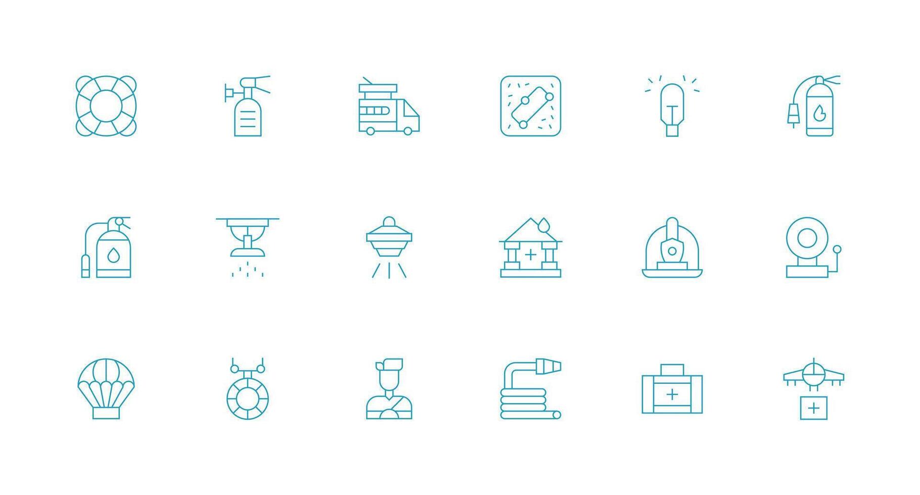 Emergency Response Set with 18 Minimal Line Icons Responsive Icon Set for Flexible Layouts vector