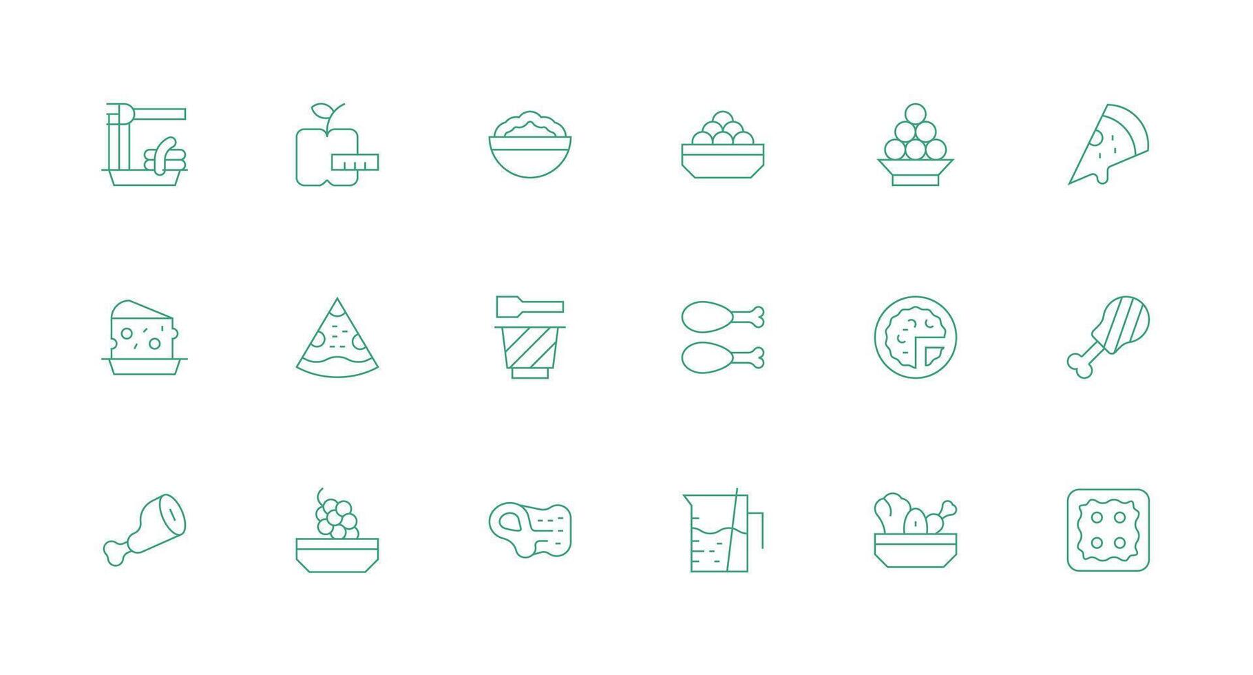 Portion Design Icons featuring 18 in Minimal Line Style Icon Pack vector