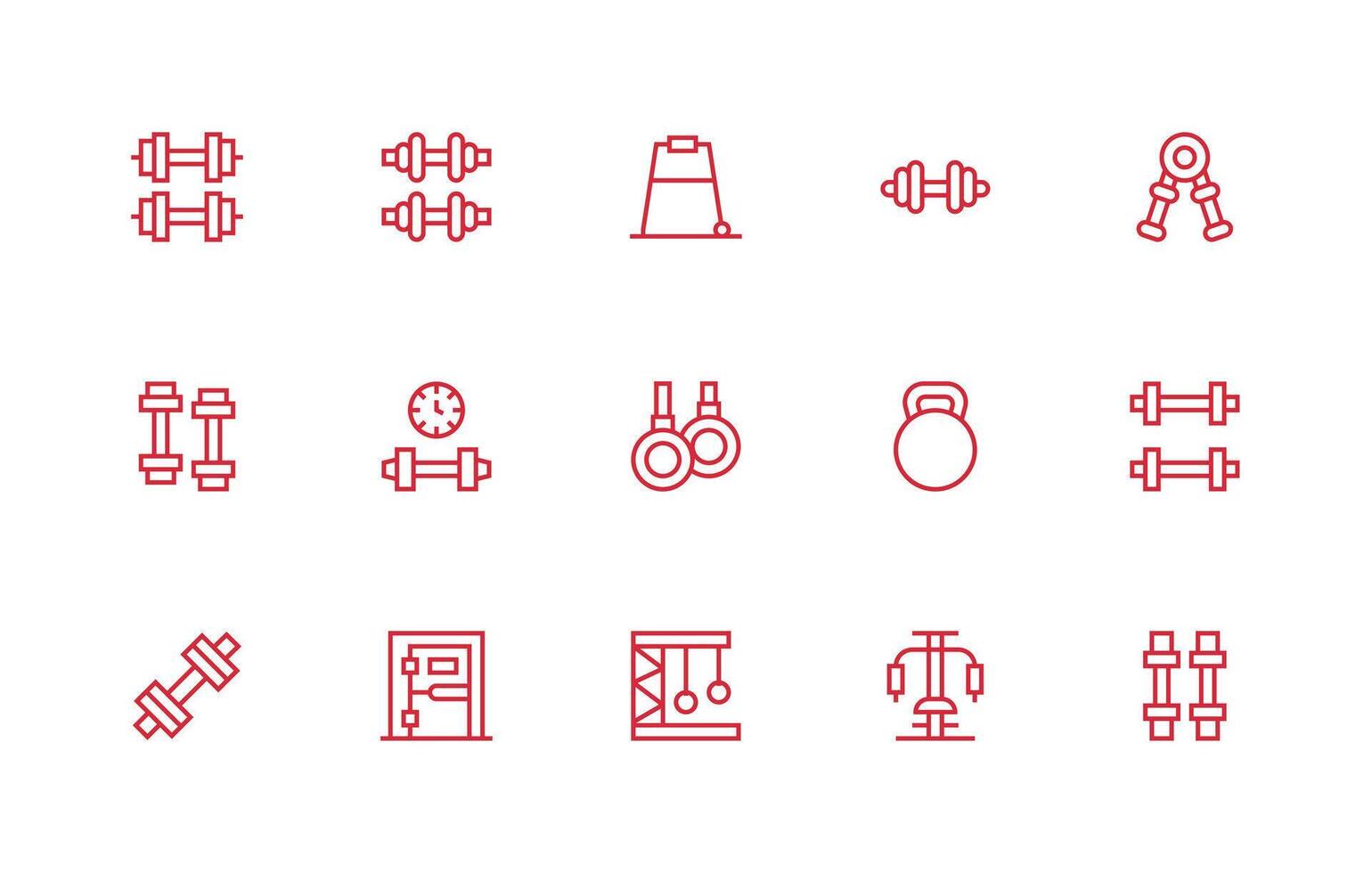 Strength Training Set with 15 Regular Line Icons Layout Icon Collection vector