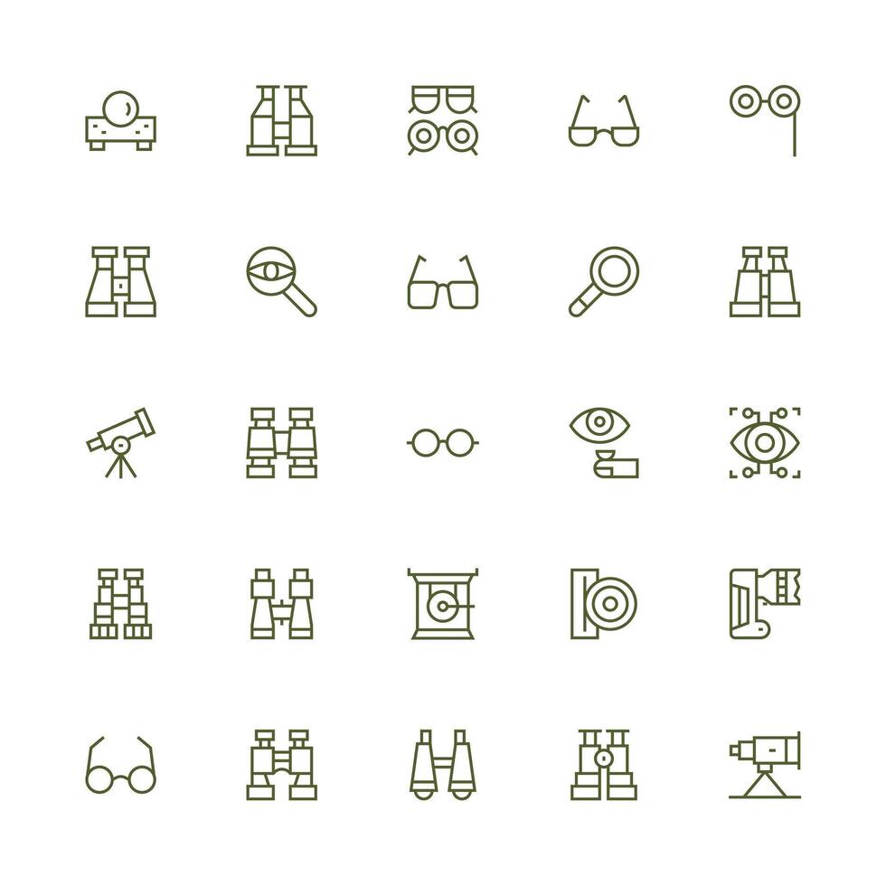 25 Icons for Optical in Medium Stroke Outline Format Simple Icons for Interface and Wireframes vector