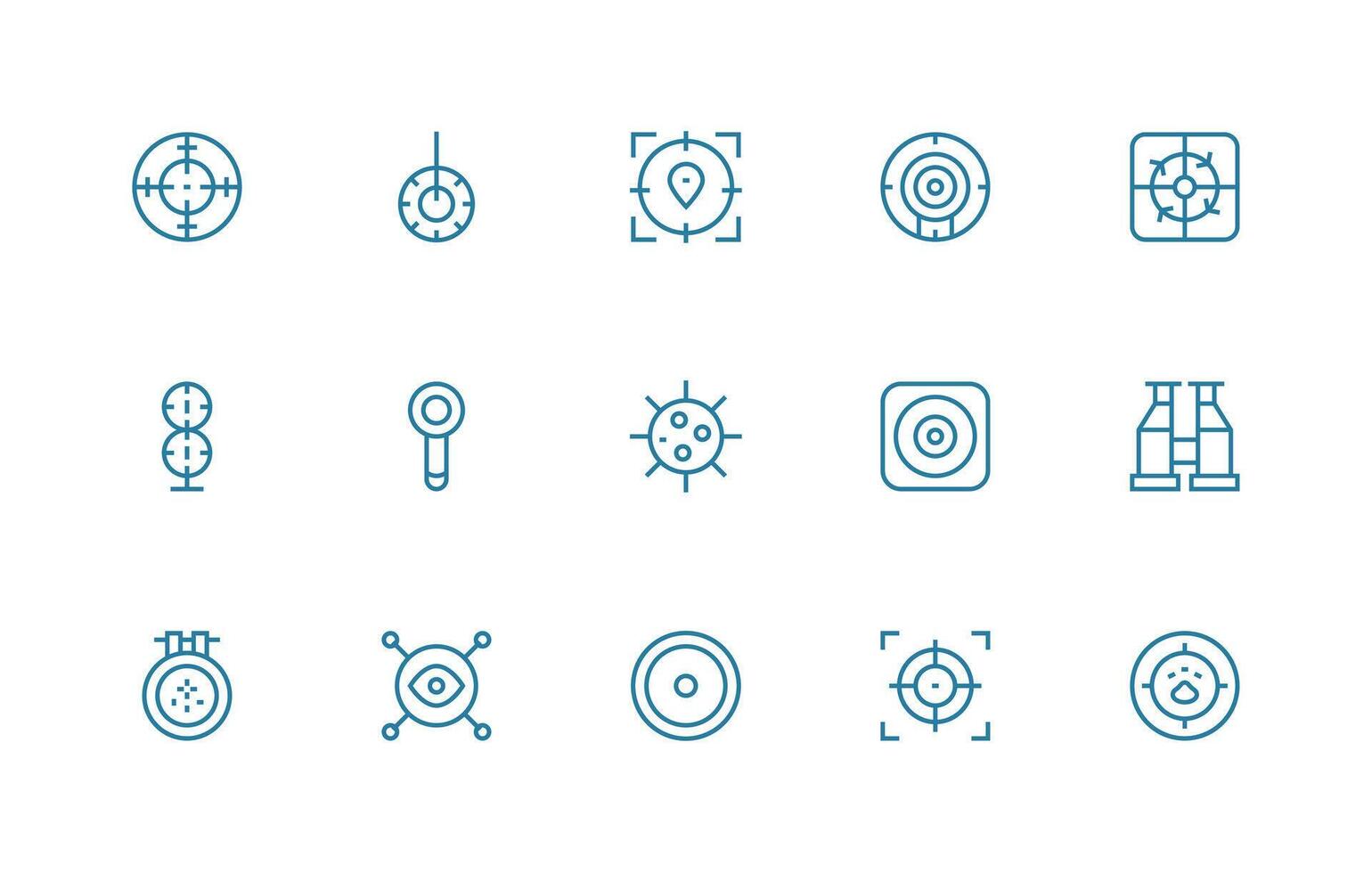 15 Regular Line Designs for Scope Icons Responsive Icon Set for Flexible Layouts vector