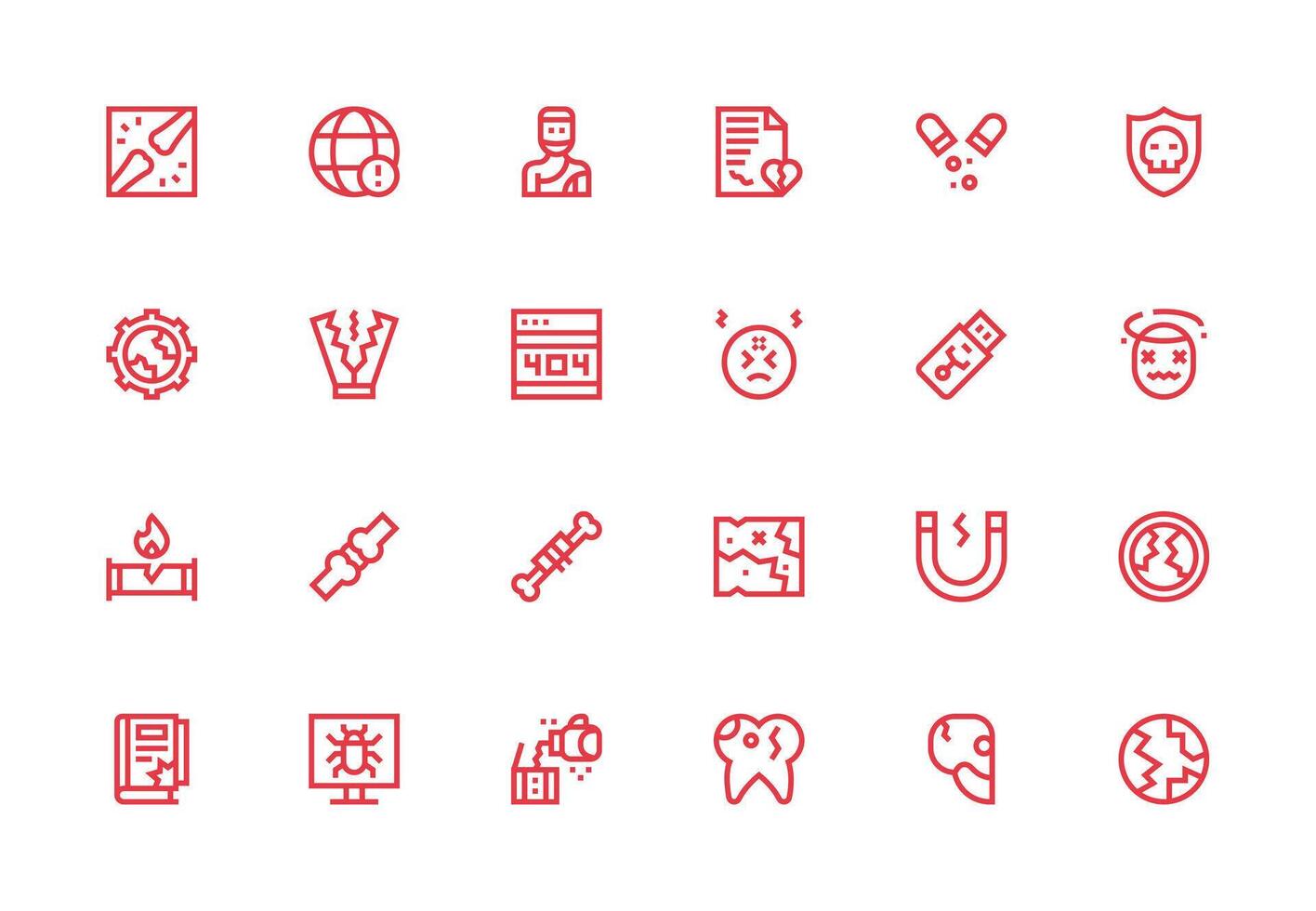 Broken Set with 24 Thick Line Line Icons All Device Compatible Icon Set vector