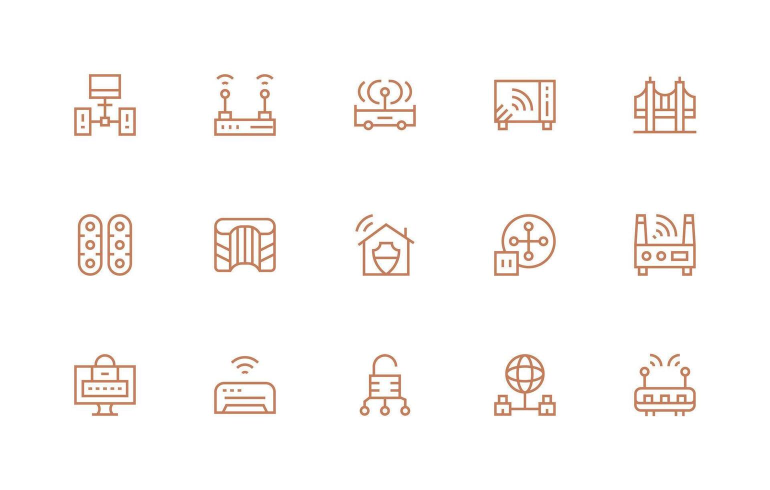 Gateway Visual Pack containing 15 Regular Line Icons Basic Icon Series vector