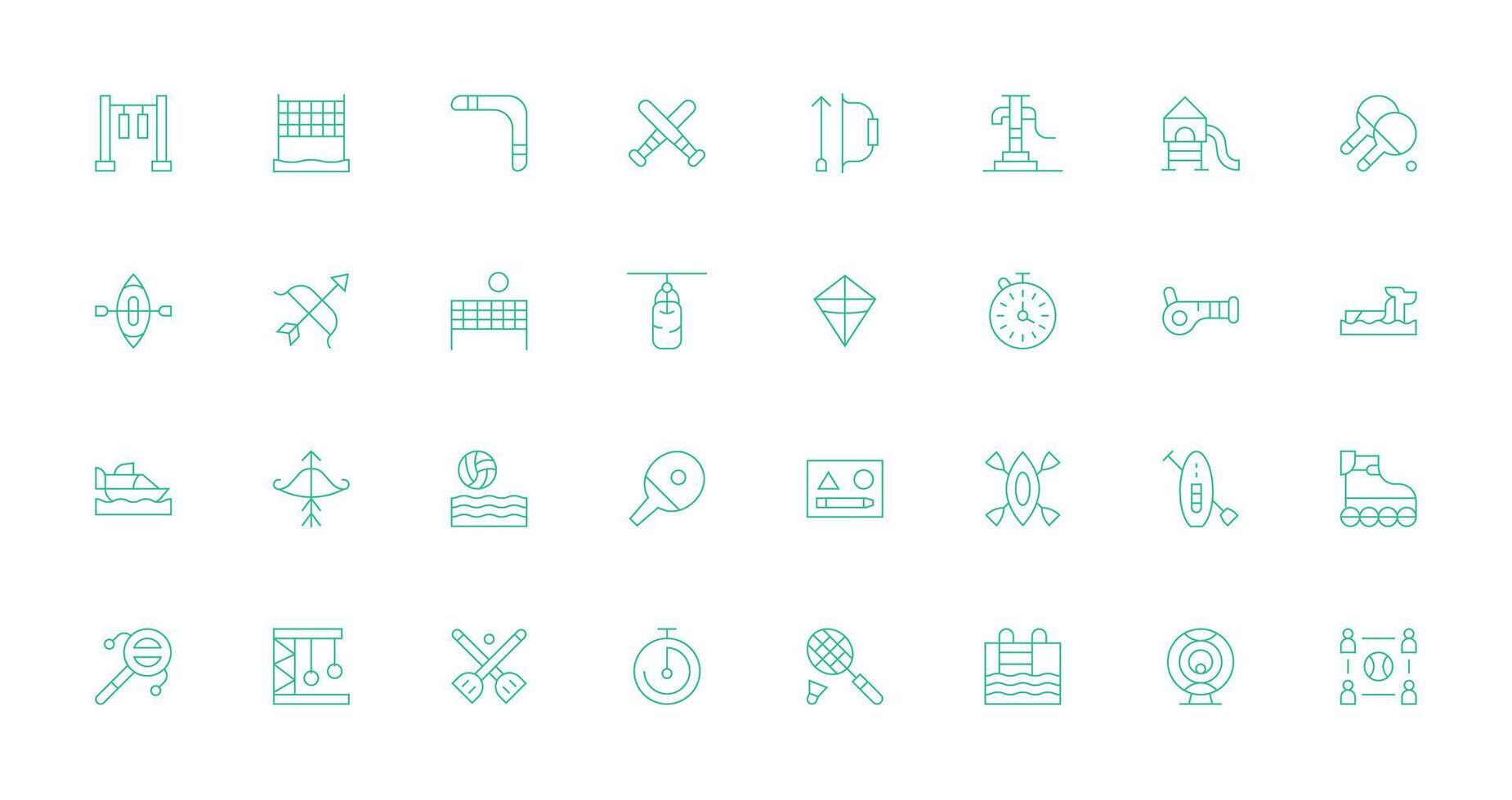 Activity Visual Pack containing 32 Thin Line Icons Essential Icons for Rapid UI Building vector