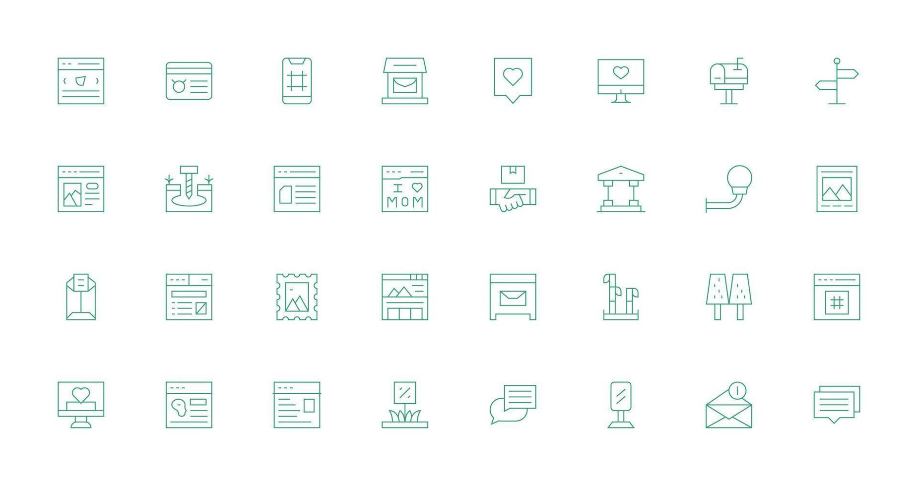 32 Thin Line Vectors for Post Theme Core Icon Collection for Daily Tasks