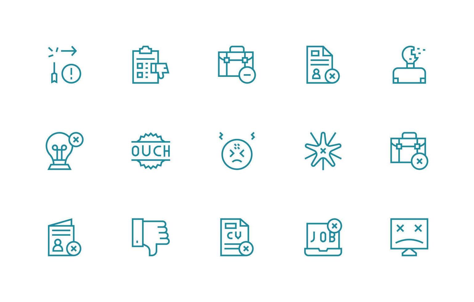 15 Regular Line Style Icons from Unsuccessful Collection Lightweight Icon Series for Fast Prototypes vector