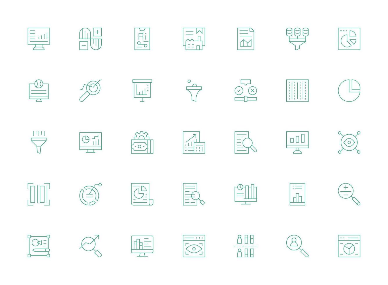Light Line Icons from Data Analysis Set with 35 Vectors Minimal Icon Set for Interface Projects