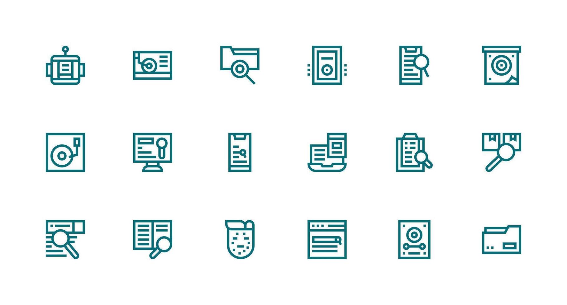 Strong Stroke Line Icons from Retrieve Set with 18 Vectors Neatly Designed Icons for Web Platforms