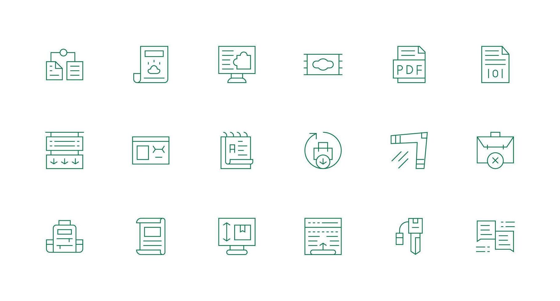 18 Minimal Line Icons for Digital File Graphics High-Resolution Icons for Any Platform vector