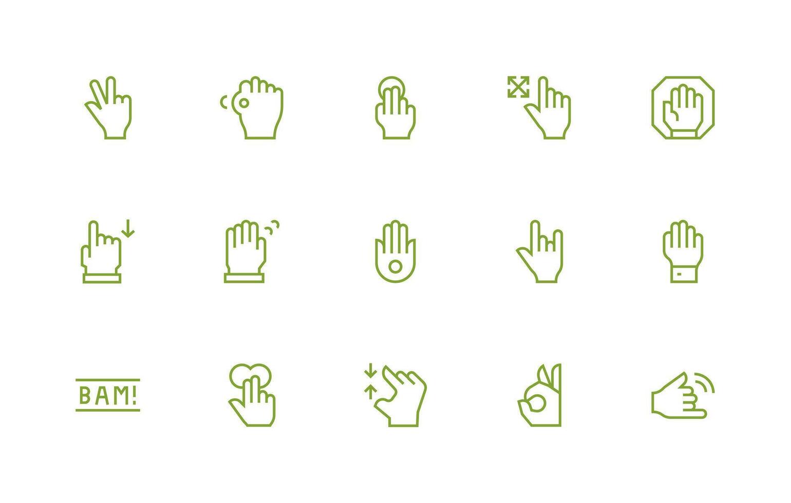 Gesture Icon Set with 15 Regular Line Graphics Neat Icon Set vector