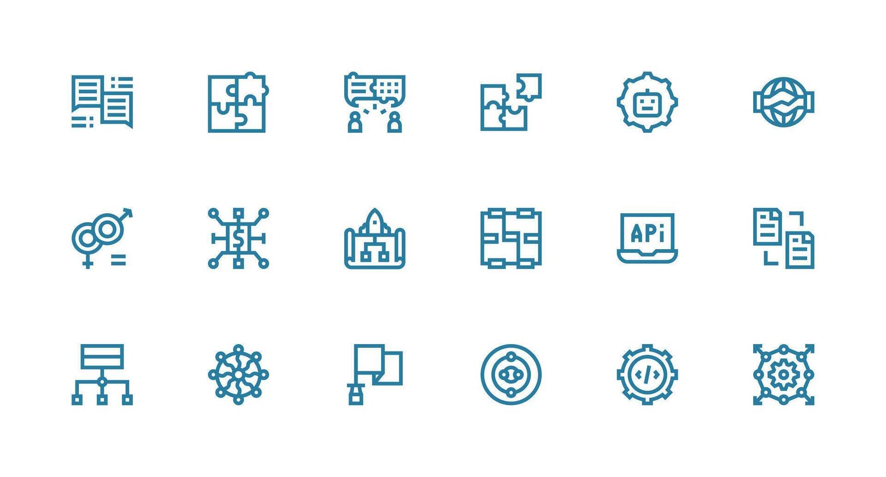 Integration Icon Set with 18 Strong Stroke Line Graphics Editable Icon Collection vector
