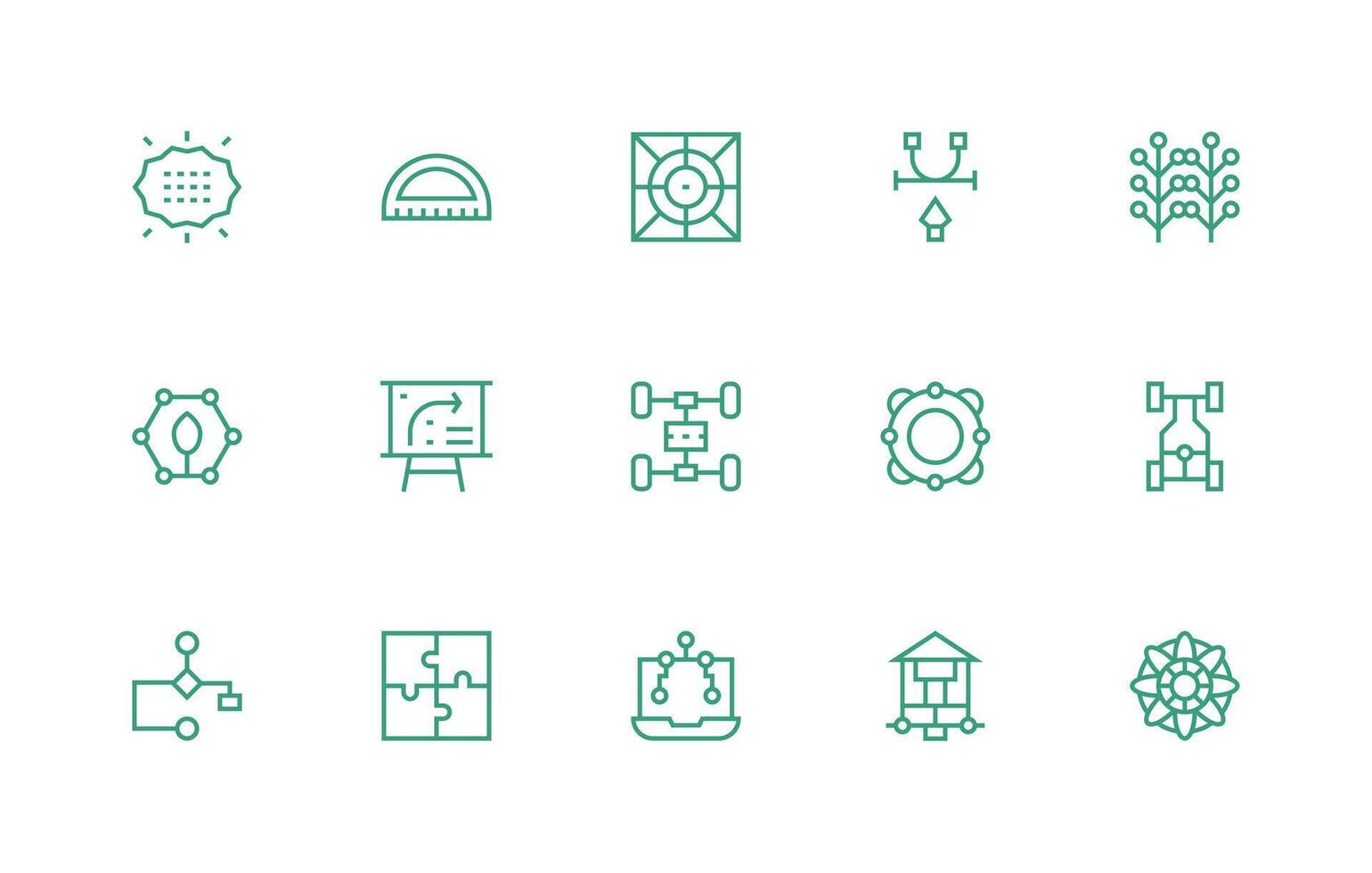 Regular Line Icons from Diagram Set with 15 Vectors Flat Icon Set
