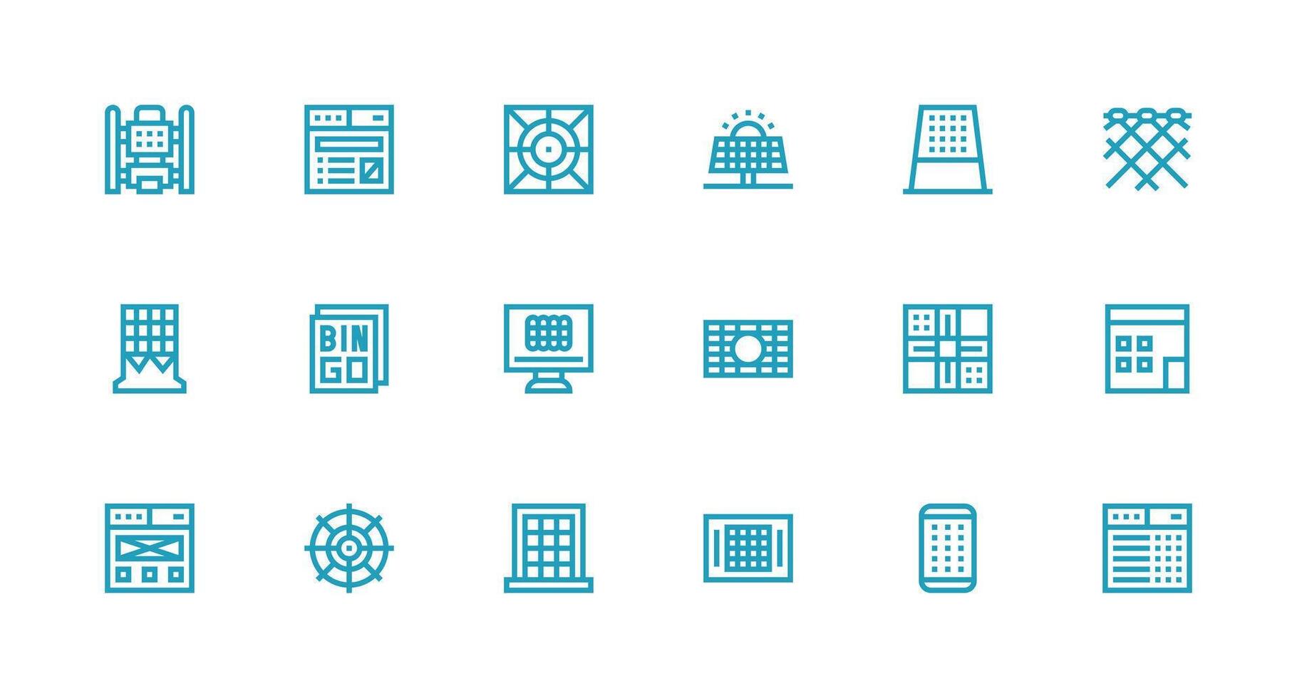 18 Icons for Grid in Strong Stroke Line Format UI Icon Set vector