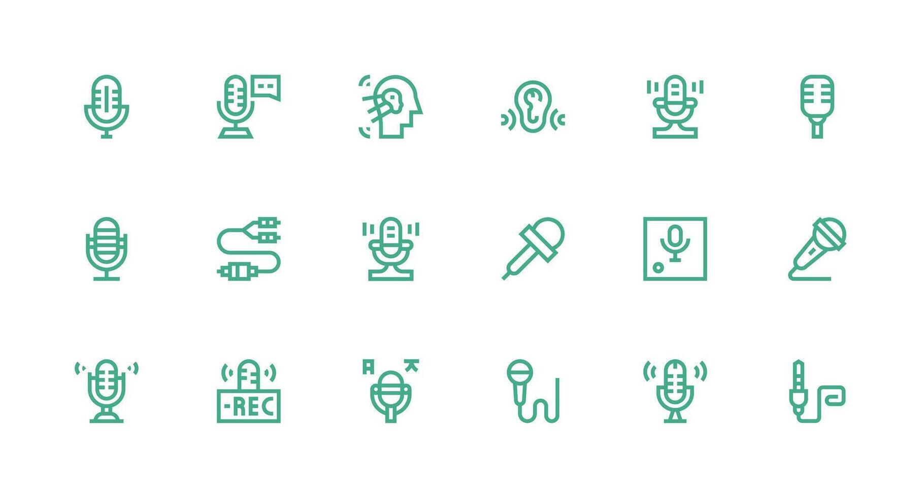 Audio Input Icon Collection with 18 Strong Stroke Line Designs Quick Access Icons for UI Development vector